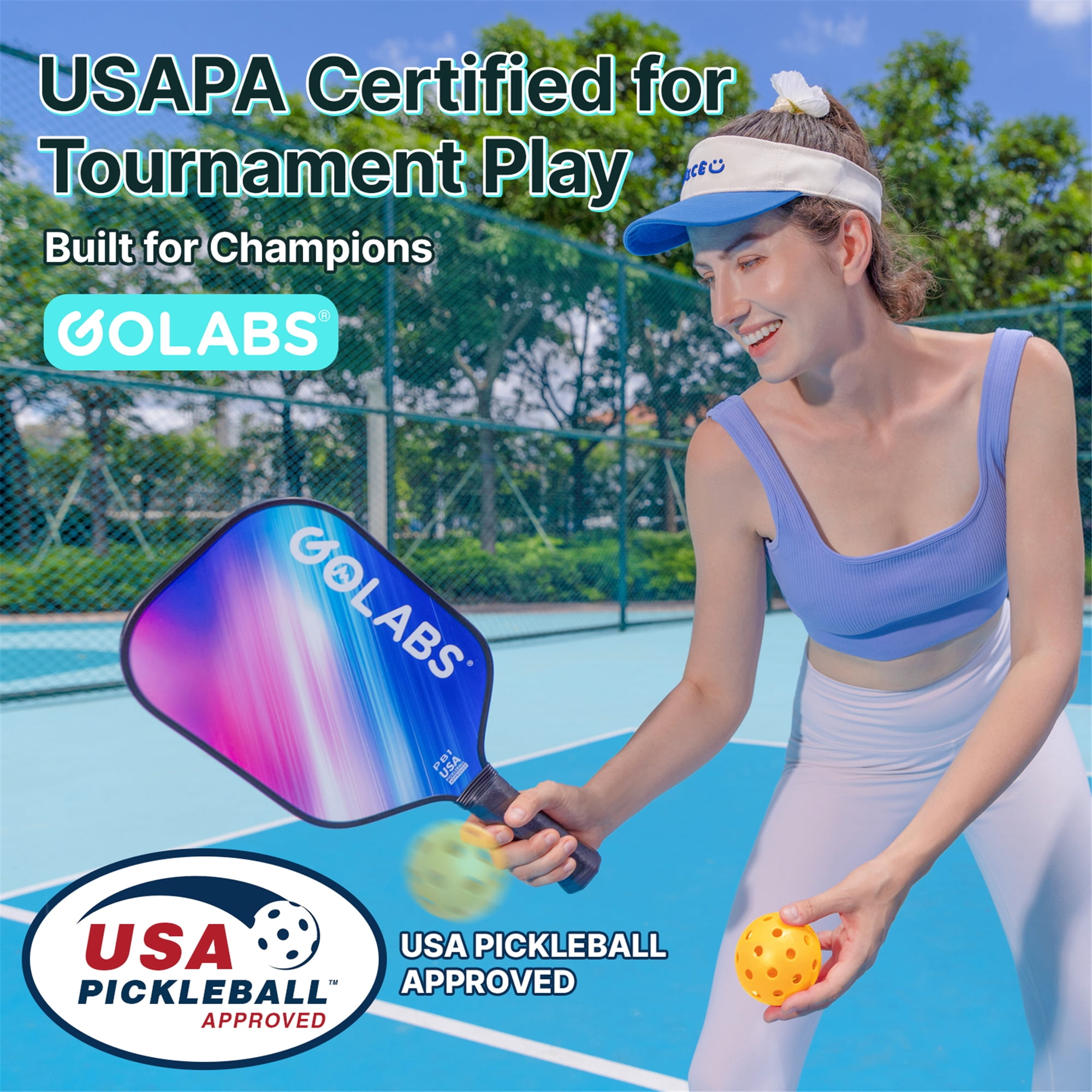 Golabs PB1 Pickleball Paddle Set, Fiberglass Surface with 4 Balls and Carry Bag (Pink, 2-Pack) a4nz8