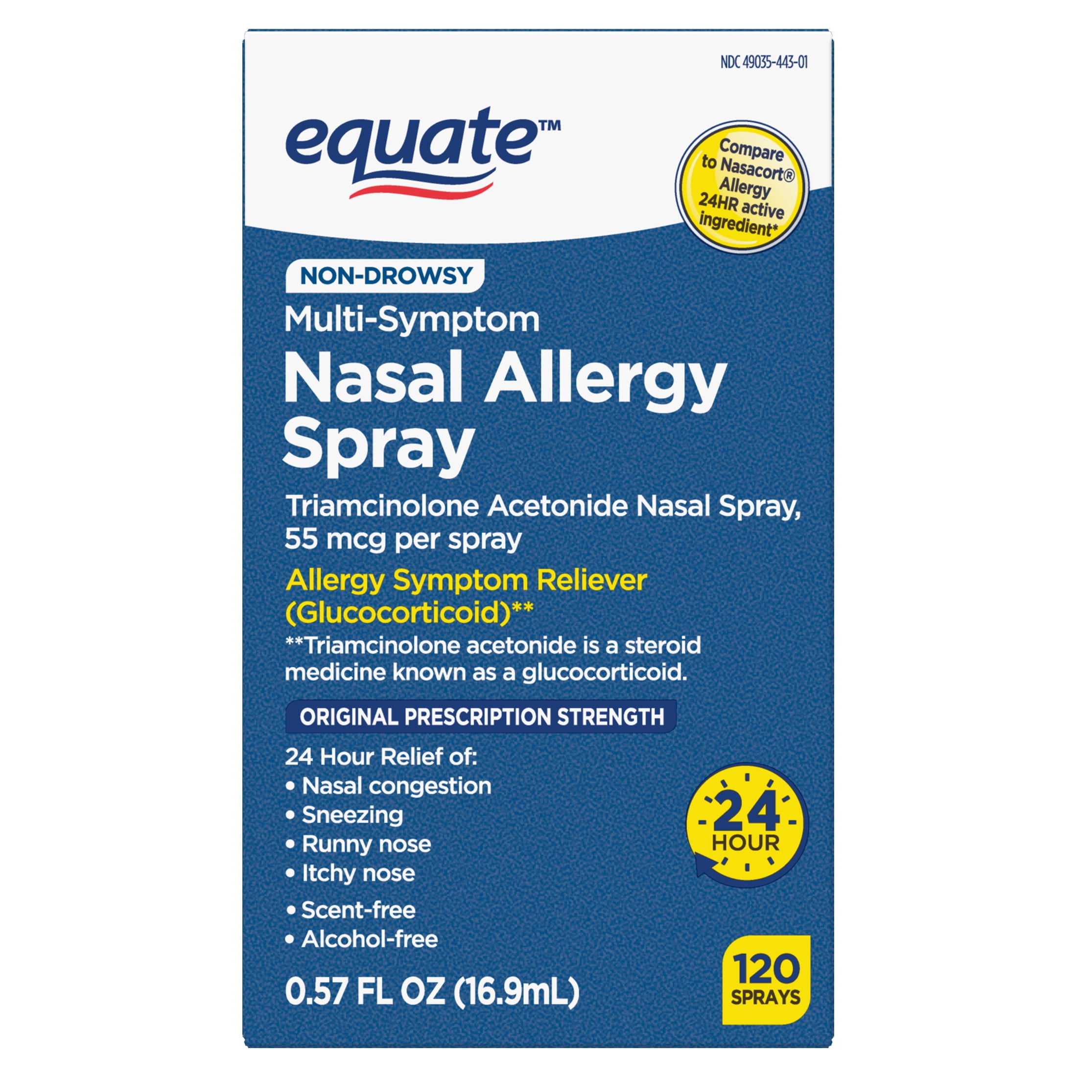 Equate Nasal Allergy Relief Spray, Non-Drowsy Formula, Prescription Strength (0.57 fl oz) lwxpl