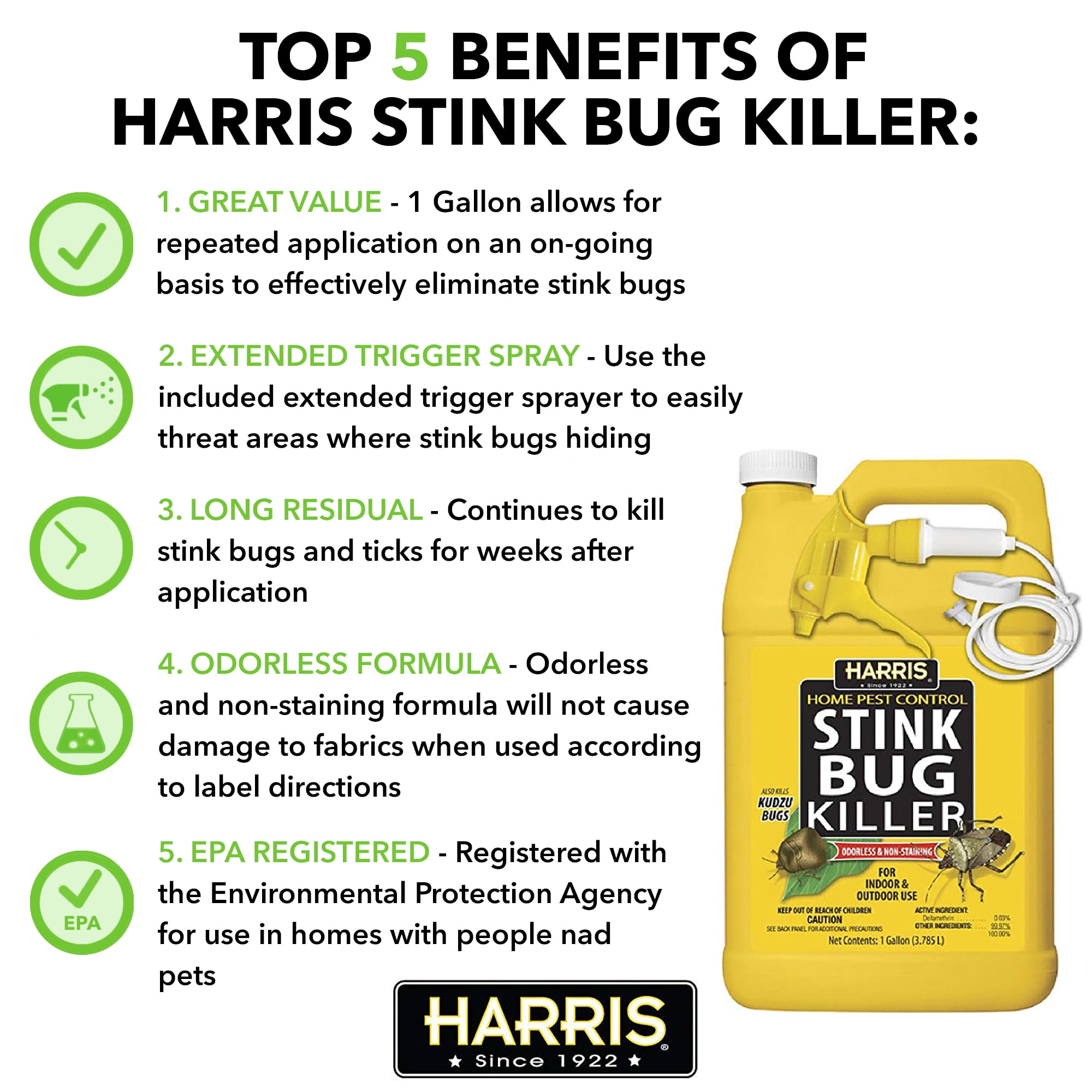 Harris Stink Bug Killer Spray, Odorless and Non-Staining Residual Insect Control (128 fl oz) 0har7