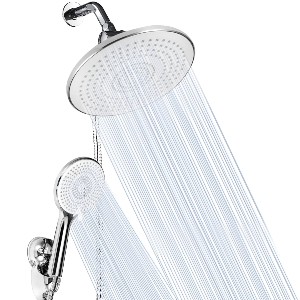 YEERSWAG 9 Inch High Pressure Rainfall Shower Head and Handheld Combo (Chrome, 60 in Hose) aoo09