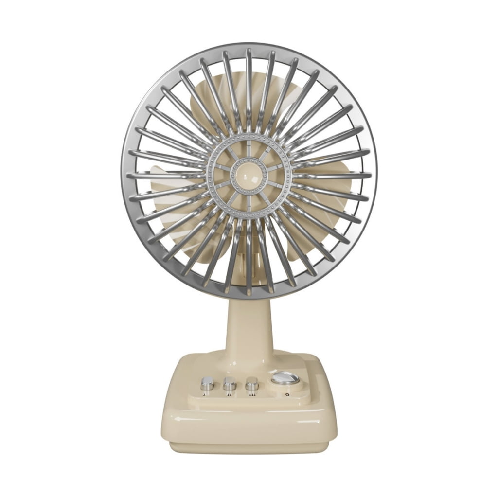 ATALRPOU Retro Alloy Mini Desk Fan, Portable USB Rechargeable Desktop Fan with 3 Speeds (Green, 6 in) 53xc1