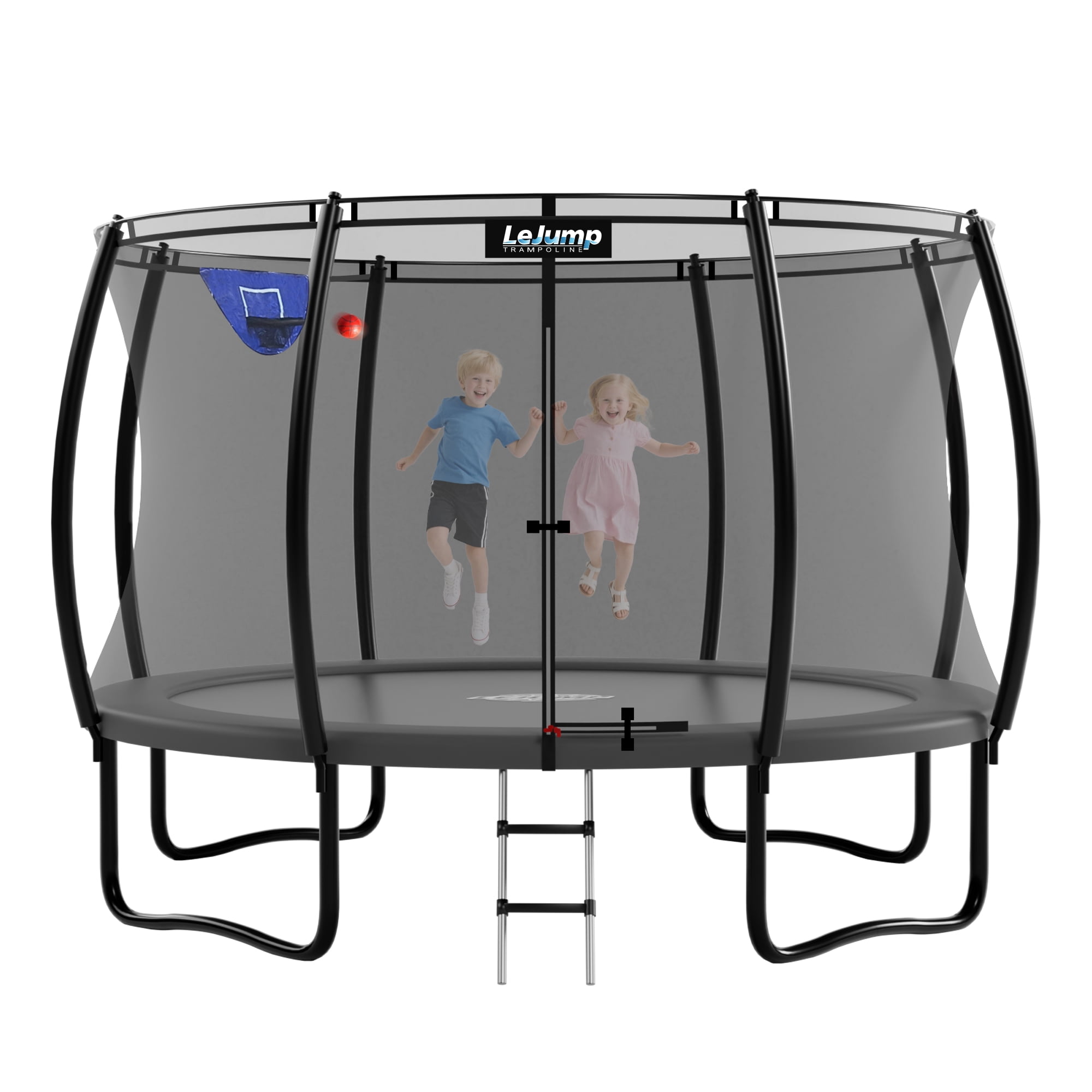LeJump Outdoor Springless Trampoline with Safety Enclosure Net (Black, 12 ft) 5zpgs