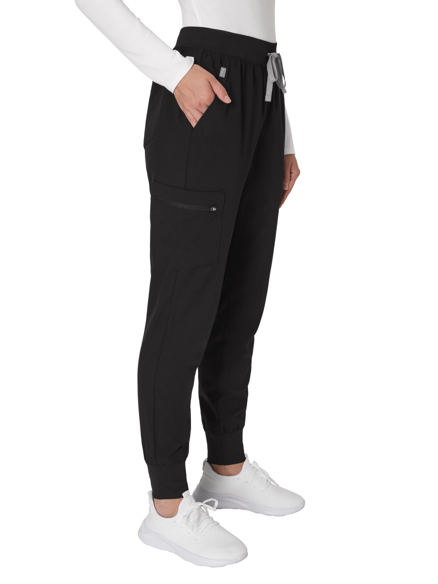 Hanes Women's Jogger Scrub Pants, Moisture-Wicking Athletic Fit with Pockets (New Ebony, XS) 2wyxq