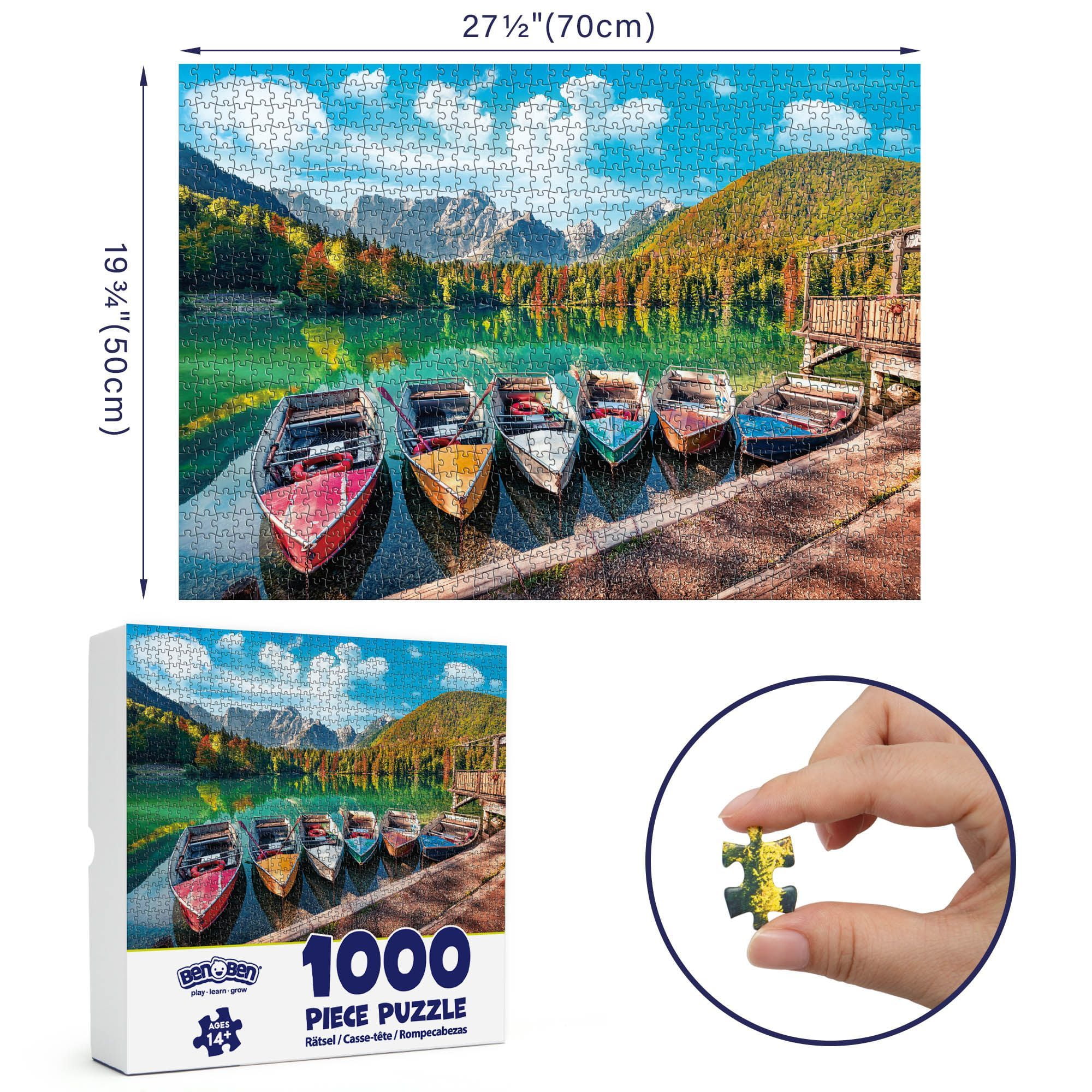 BenBen Jigsaw Puzzle for Adults, Natural Lake Landscape, Premium Thick Cardboard (1000 Pieces, 27.5 x 19.7 in) u9t13