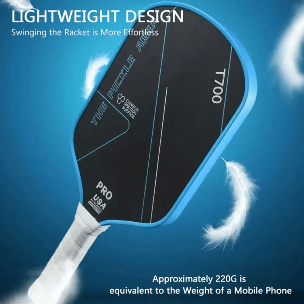 T700 Pickleball Paddle Carbon Fiber Professional Racket with Textured Surface (Black, 16.34 in x 7.48 in) l123p