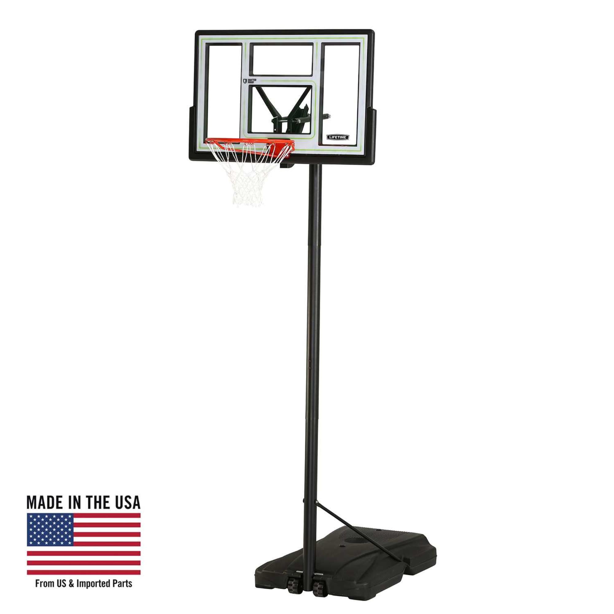 Lifetime 46-Inch Shatterproof Portable Basketball Hoop with Quick Adjust and Classic Rim (Black, 8 to 10 ft) wjpwm