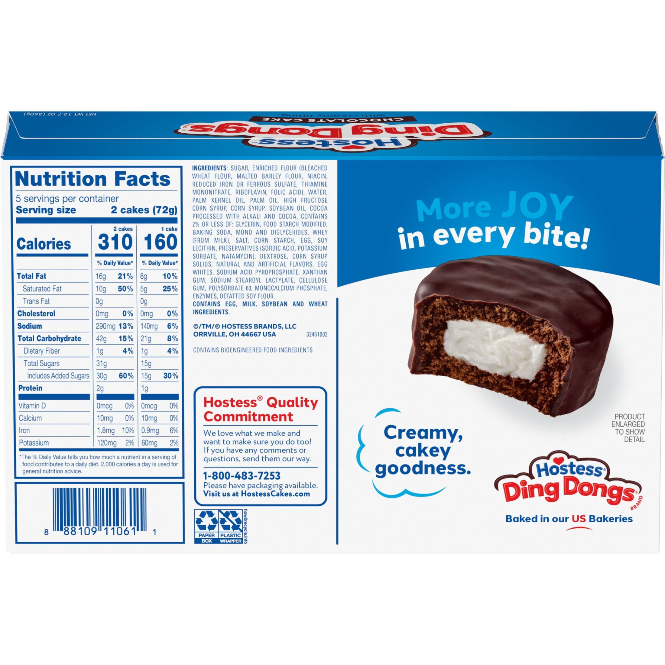 Hostess Ding Dongs Chocolate Snack Cakes with Creamy Filling (12.7 oz, 10 Count) z7kdq