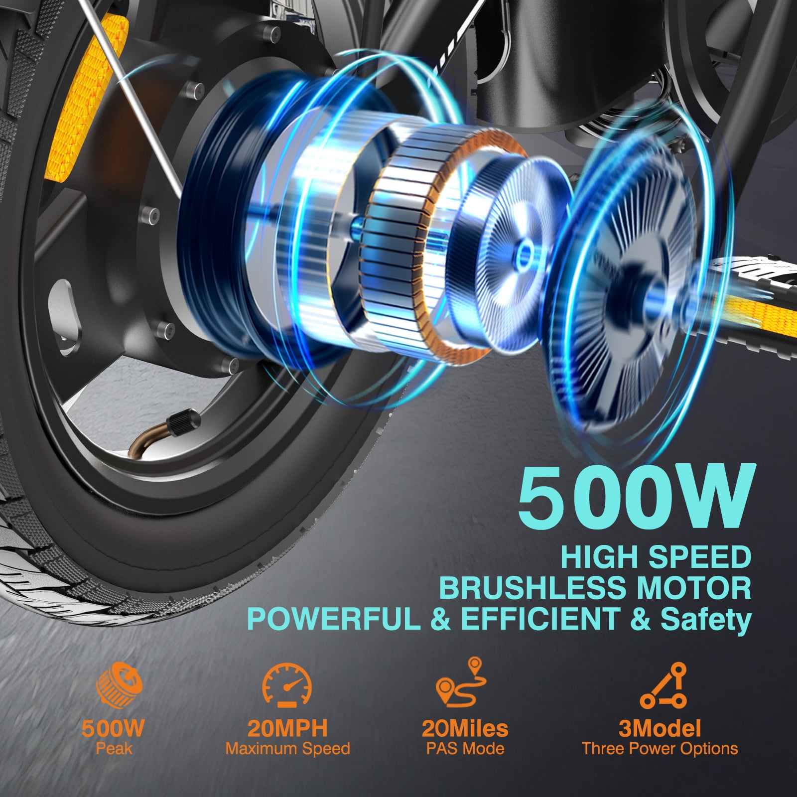 Bodywel Folding Electric Bicycle for Adults and Teens, 14 in Compact E-Bike with 500W Motor and 360Wh Battery (Black) ve9uh