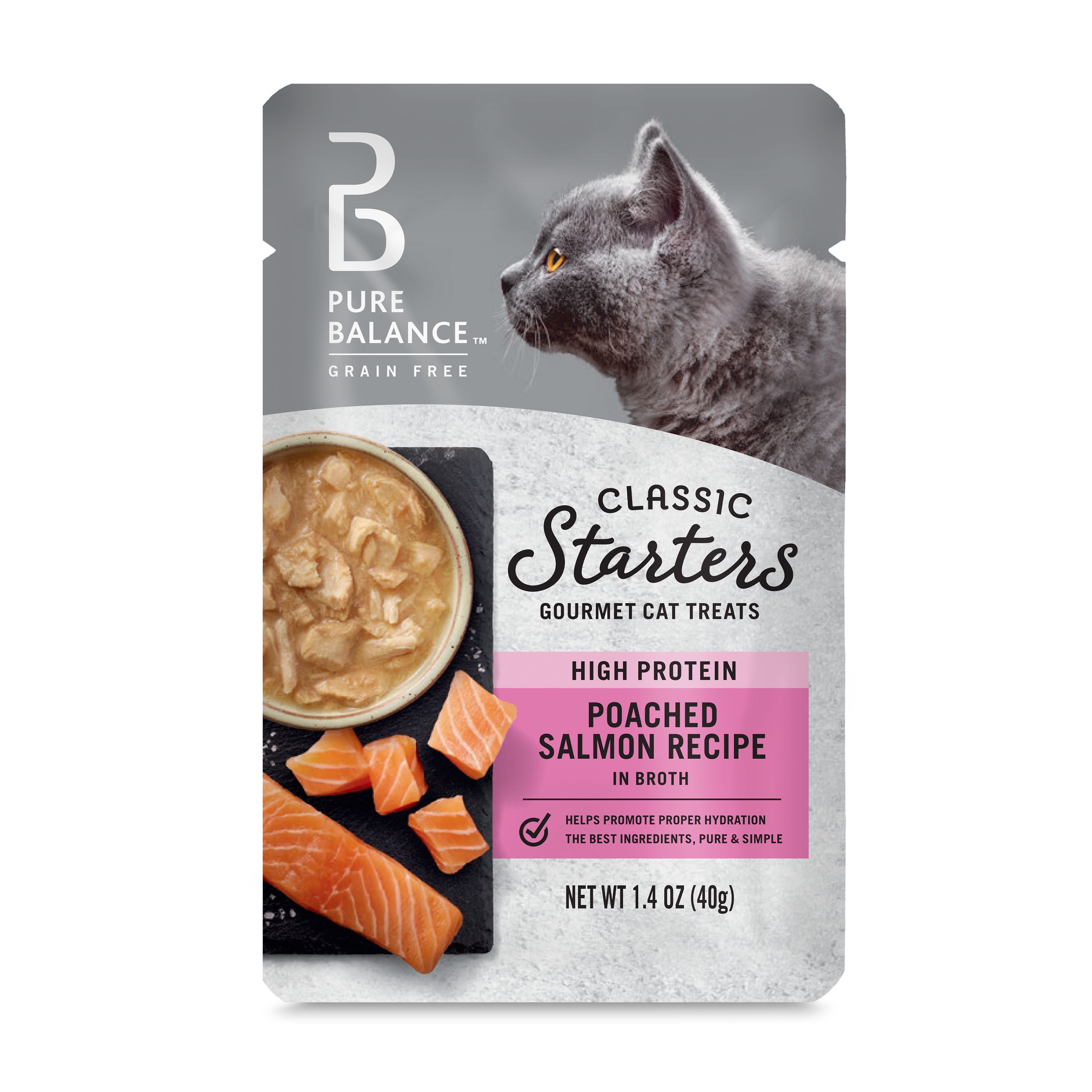 Pure Balance Classic Starters Gourmet Cat Treats, Poached Salmon in Broth (12 Pack, 1.4 oz) o5twm