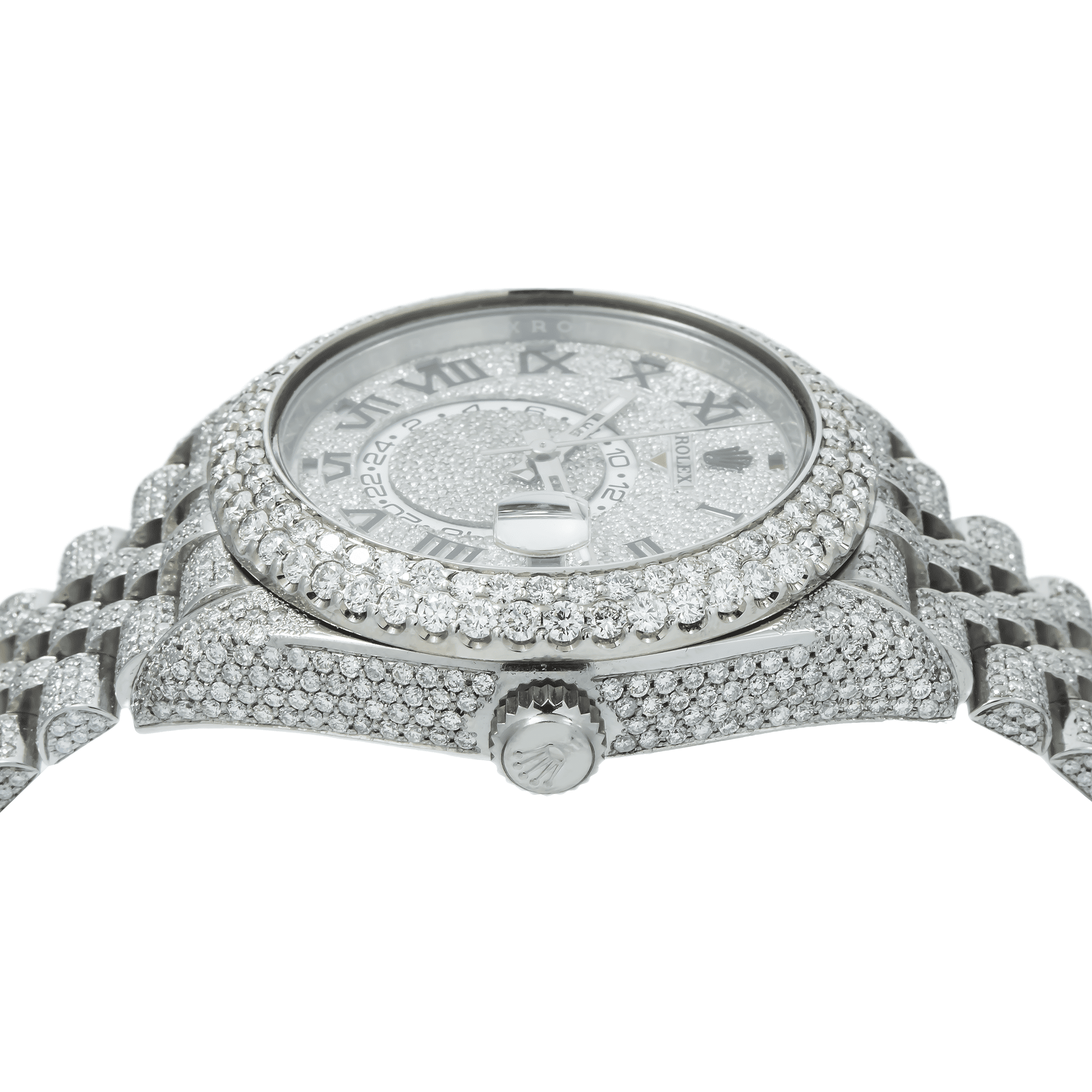 Rolex Sky-Dweller 42mm Stainless Steel Diamond Paved Roman Dial Jubilee Bracelet Watch (Silver, 42mm) bofpk
