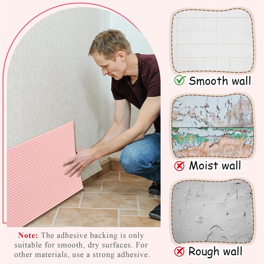 NOGIS Anti-Collision Wall Padding Self-Adhesive Padded Wall Panels for Nursery and Playroom (Pink, 15.8 in x 78.7 in) i70xf