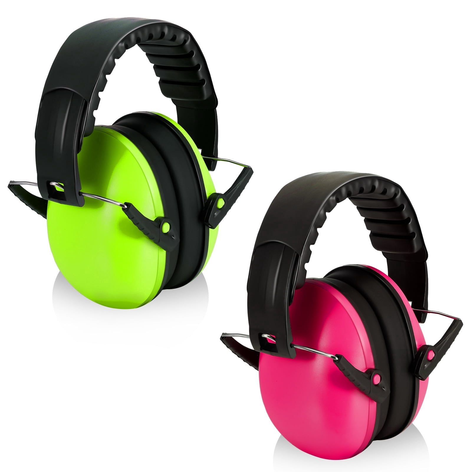 Abaima Kids Noise Cancelling Headphones, Steel-Reinforced Adjustable Ear Protection for Sensory Needs (Pink/Green, 2 Pack) ec08b