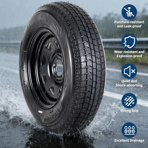 GARVEE ST205/75D15 Trailer Tires and 15 in Rims (2-Pack, 5 Lug on 4.5 in Bolt Pattern, 6PR Load Range C) c9zym
