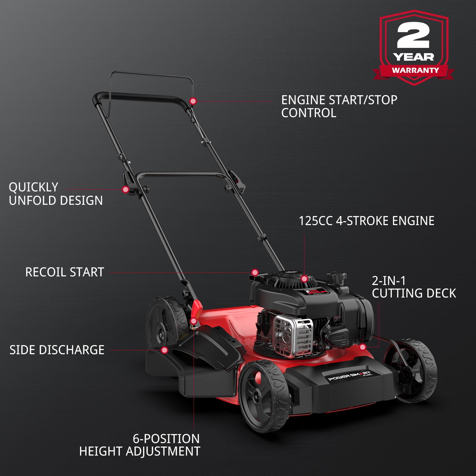 PowerSmart 21 in. 2-in-1 Gas Push Mower with Briggs and Stratton 125cc Engine (21 in) mqc8e