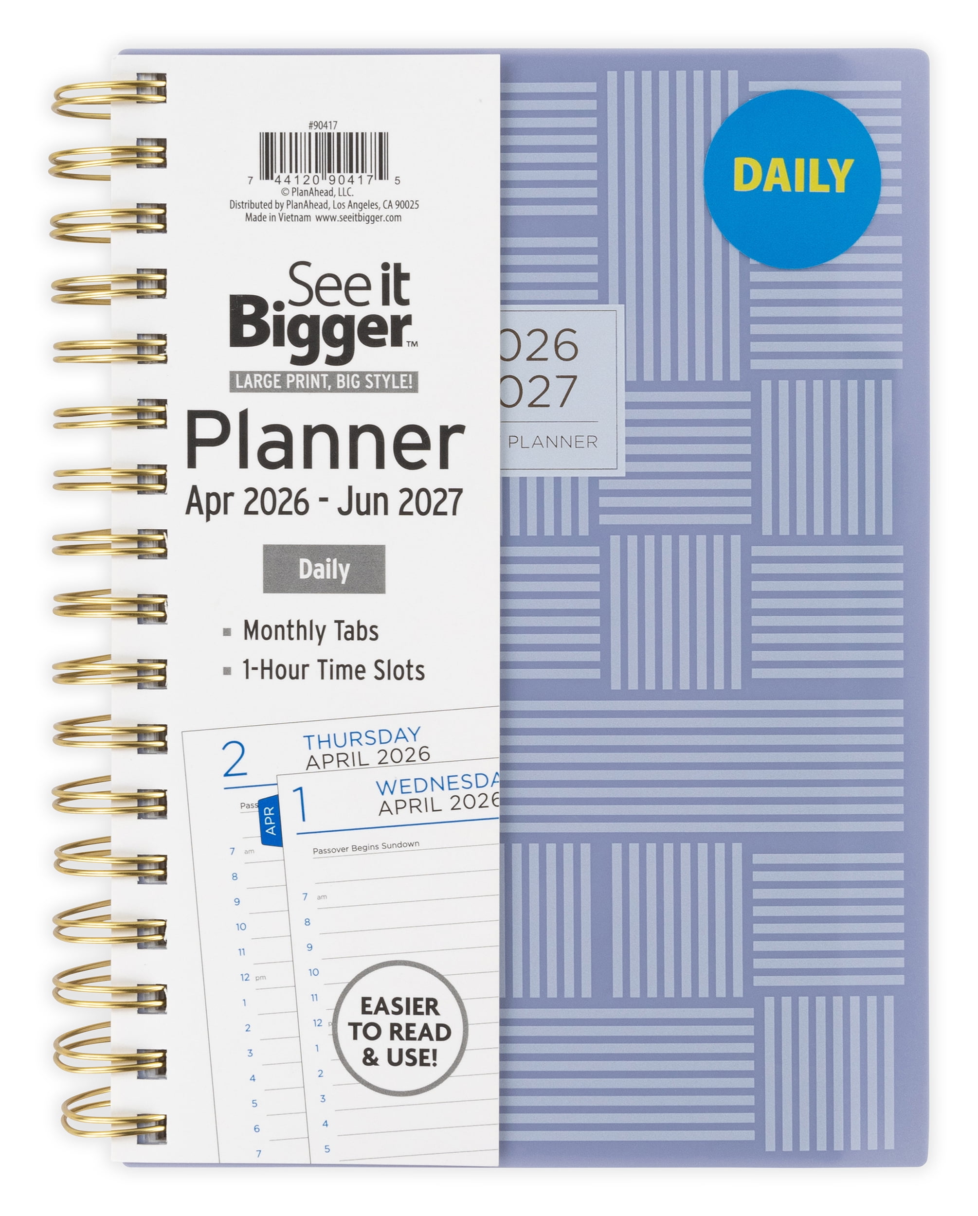 SEE IT BIGGER Daily Planner, 15-Month Appointment Book, Easy-to-Read Large Font (Grey, 6.25 in x 8.75 in) a8r08