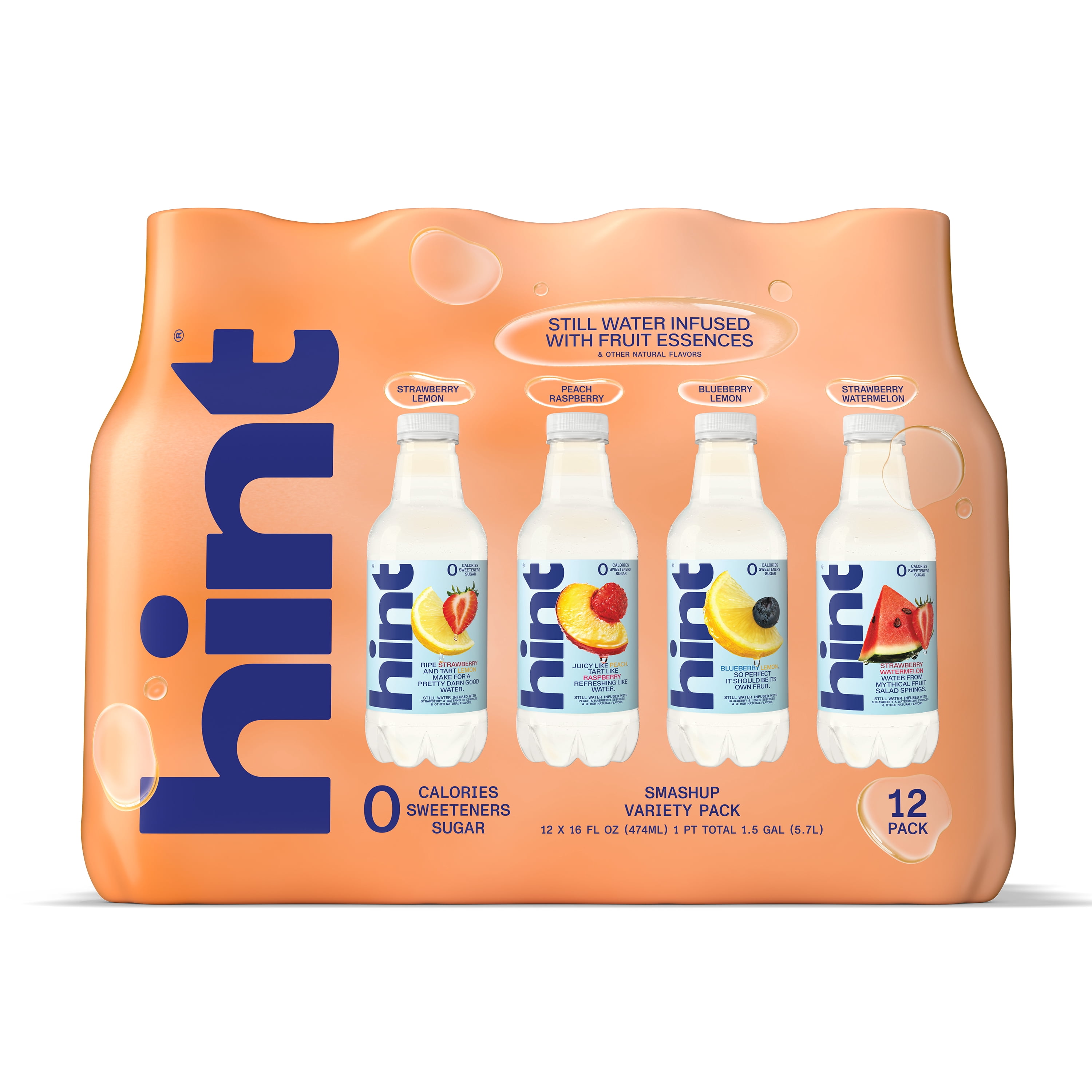 Hint Fruit Infused Still Water Smash-Up Variety Pack (4 Flavors, 16 fl oz, 12 Pack) mwlcg