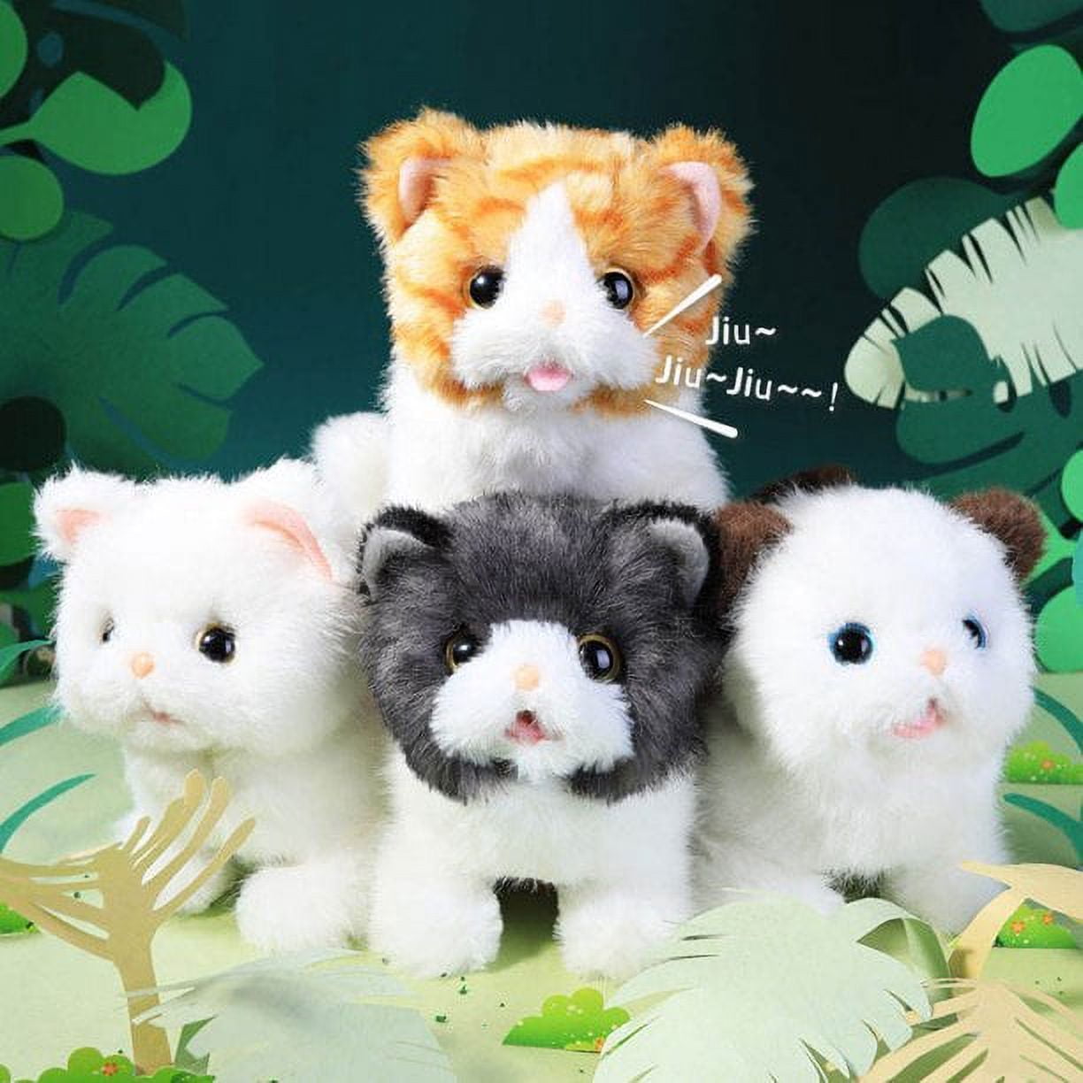 TEAMD Interactive Electronic Walking Cat Toy, Lifelike Plush Kitten That Meows (10 in) 0m61k