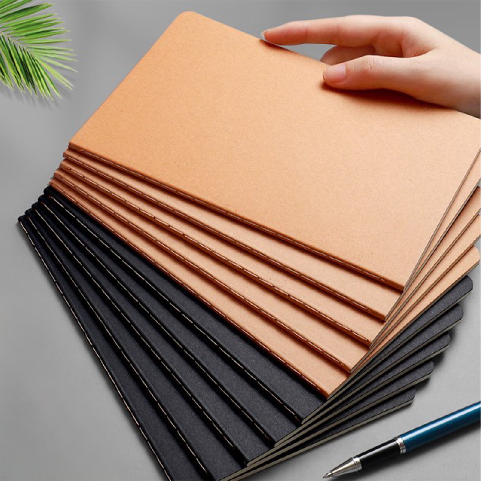 Pretxorve A5 Kraft Paper Notebook, Lined Journal for Students and Teachers (Black, 5.8 in x 8.3 in) s3neg