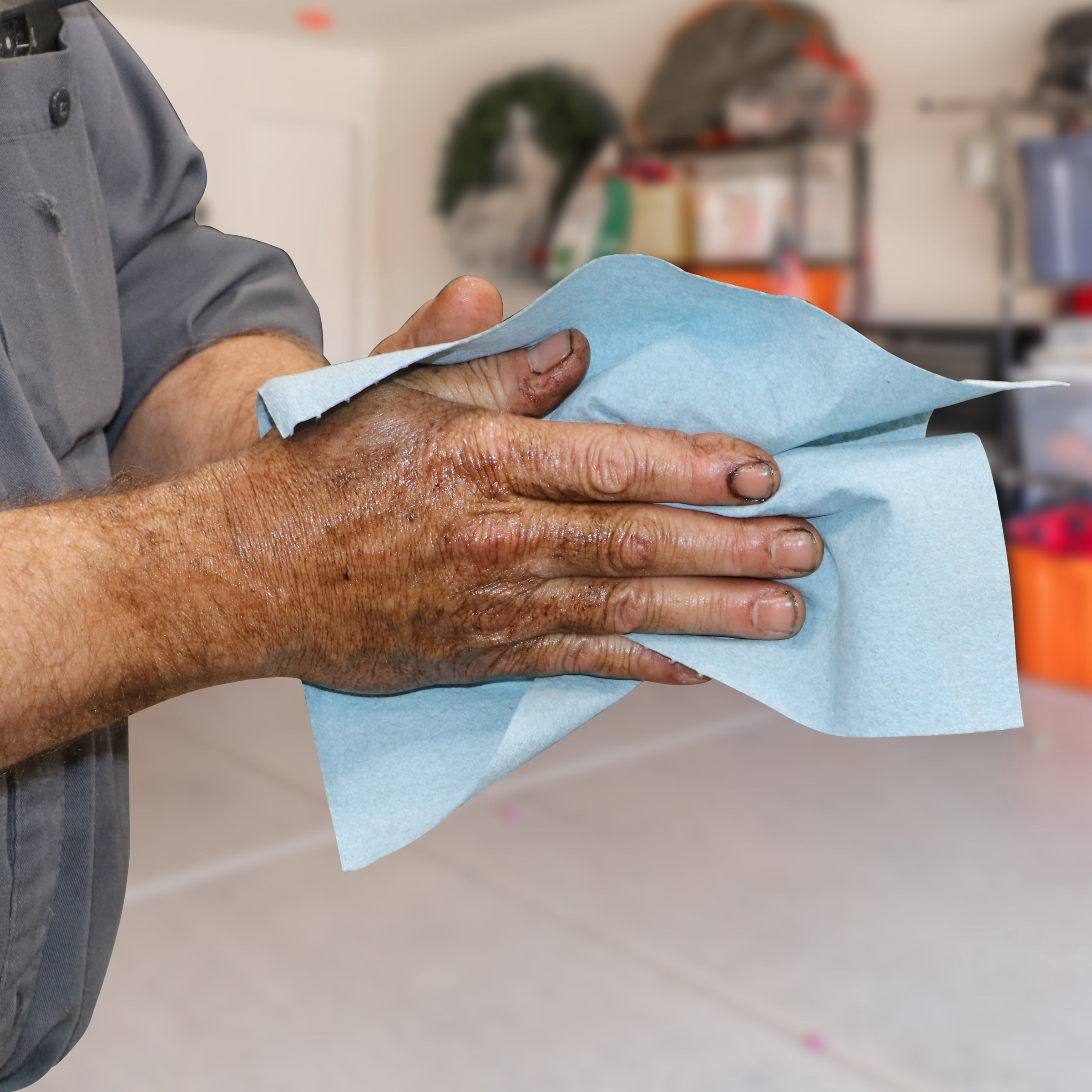 Sellars ToolBox Blue Shop Towels (Heavy-Duty Absorbent Paper Wipes, 2-Pack, 110 Total Sheets) wak9n