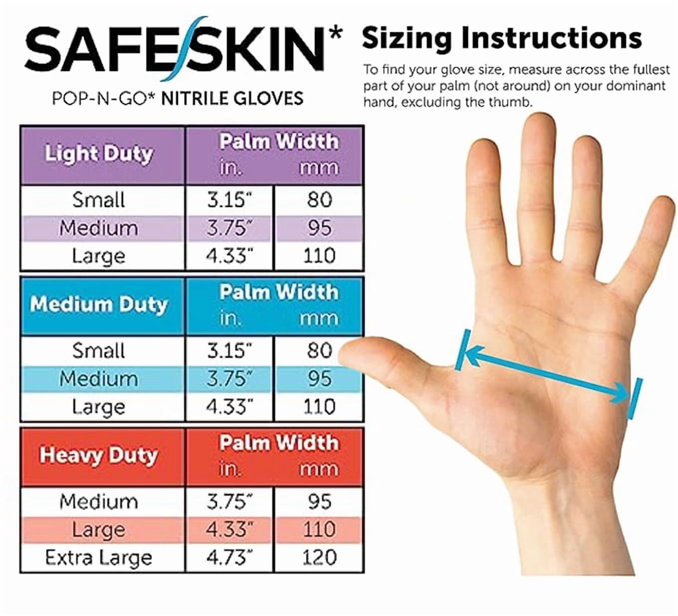 SAFESKIN Nitrile Disposable Gloves (Blue, Medium, 50 Count) Powder-Free Textured Fingertips for Food Handling and Cleaning gzls8