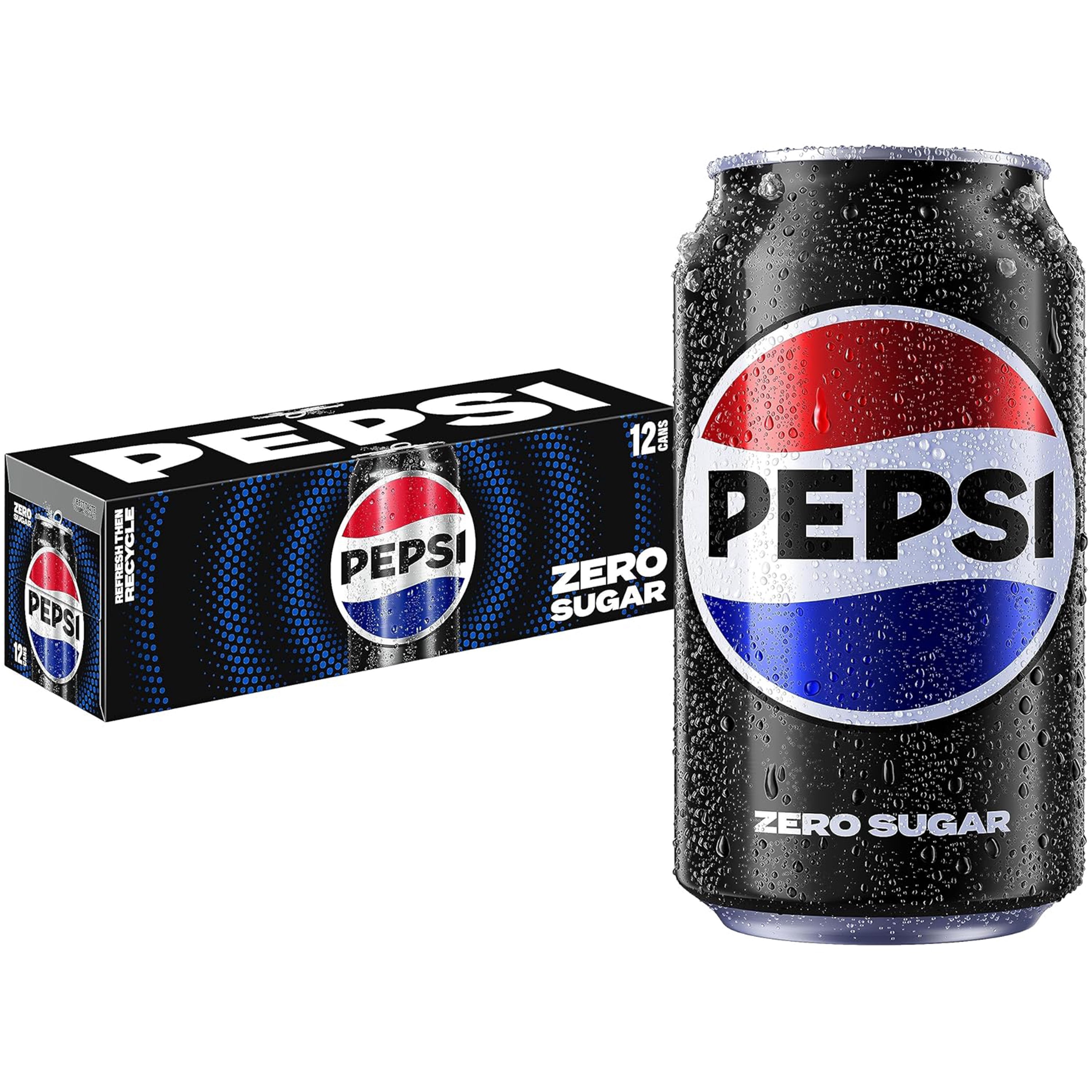 Pepsi Zero Sugar Cola Soda Refreshing Carbonated Beverage (12 fl oz, 12 Pack) 15c55