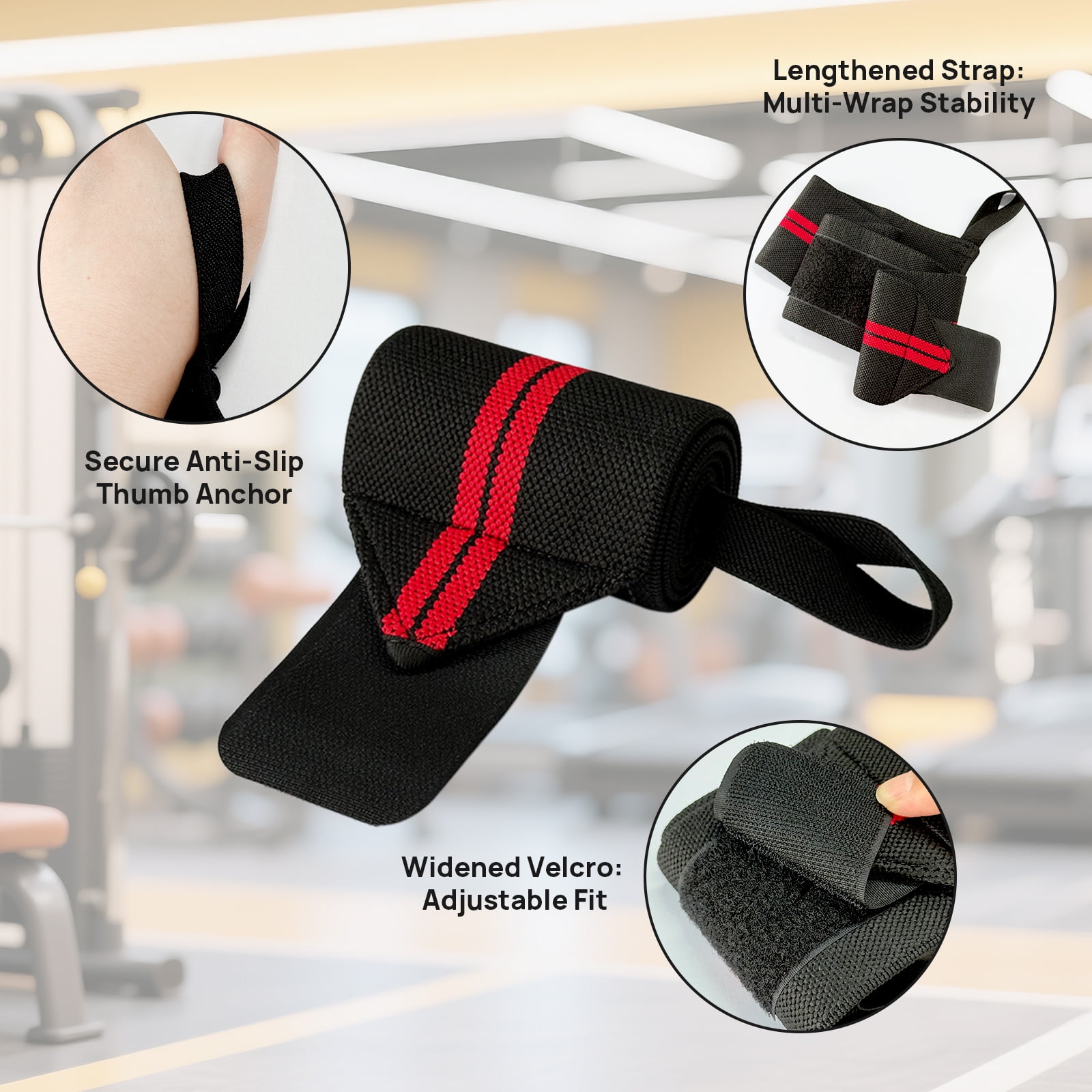 Lockways Weightlifting Lifting Straps and Wrist Wraps Set (Black, 4 Pcs) ii425