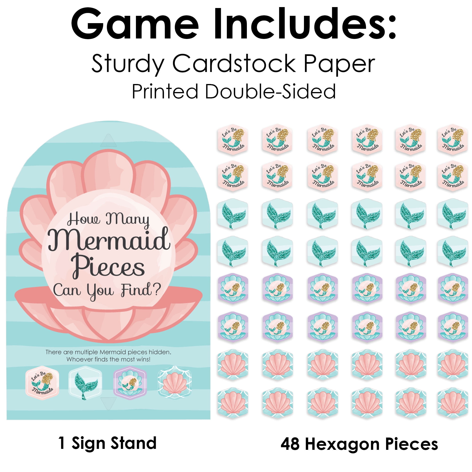 Big Dot of Happiness Let’s Be Mermaids Scavenger Hunt Game Set (48 Pieces, 7.5 in x 11 in) x7twq
