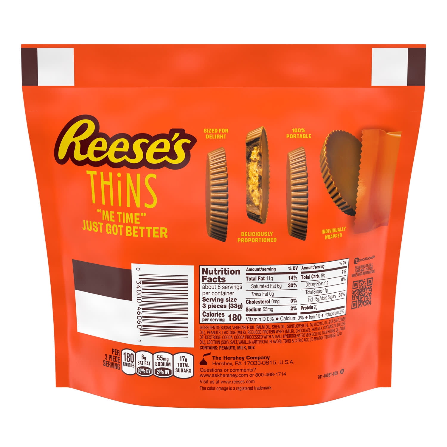 Reese's Thins Chocolate Peanut Butter Cups Candy (Milk Chocolate, 7.37 oz) bokzw