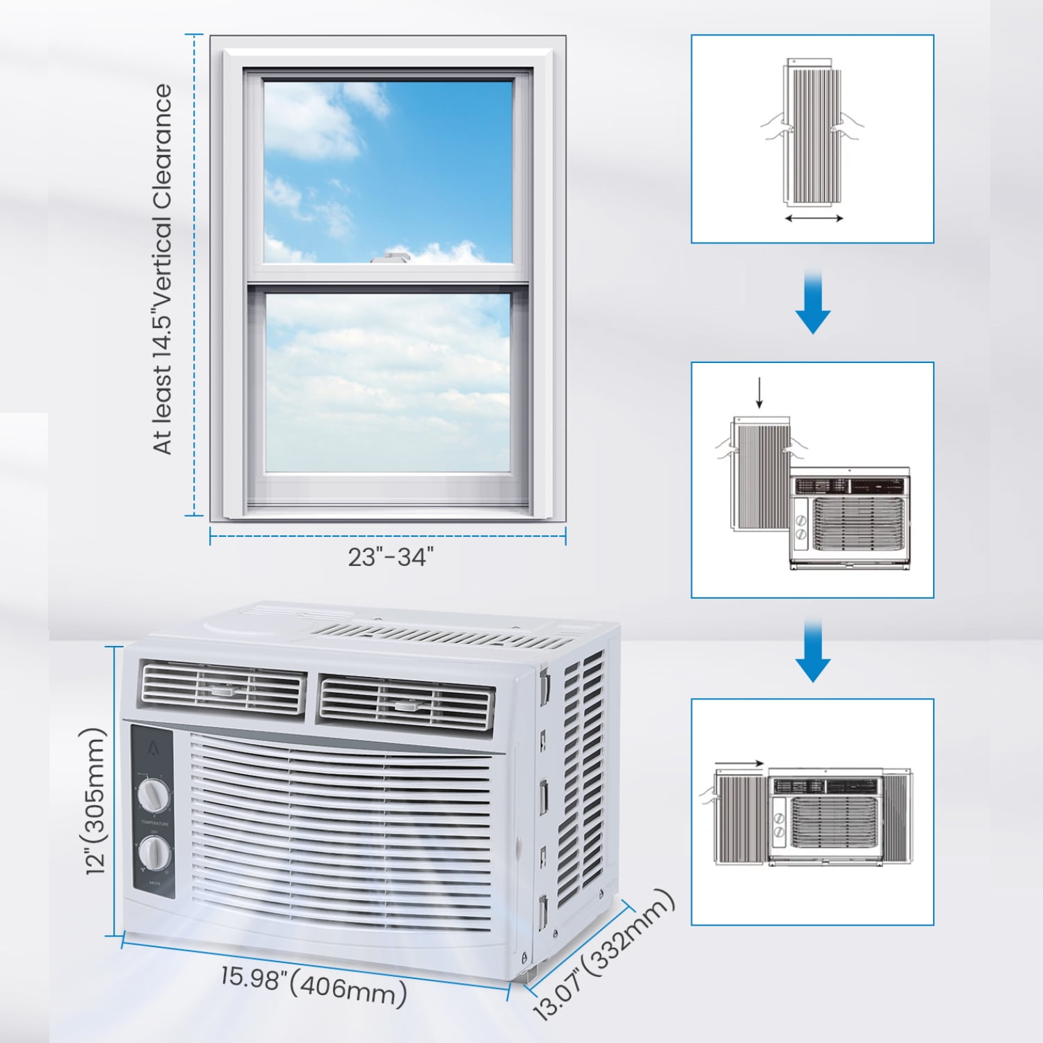 Missky 5000 BTU Window Air Conditioner, Compact Cooling Unit for Rooms up to 150 Sq.ft (White, 5000 BTU) a57w5
