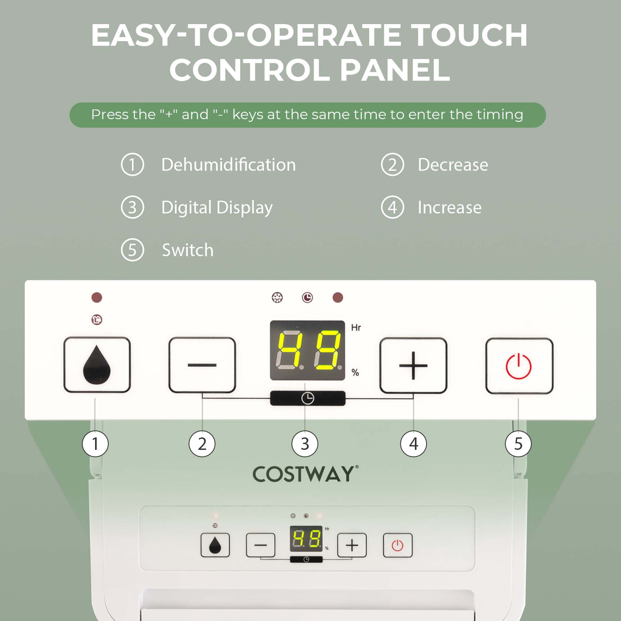 Costway 32 Pint Dehumidifier for Basements and Large Rooms (White, 2000 sq ft) fm6q9