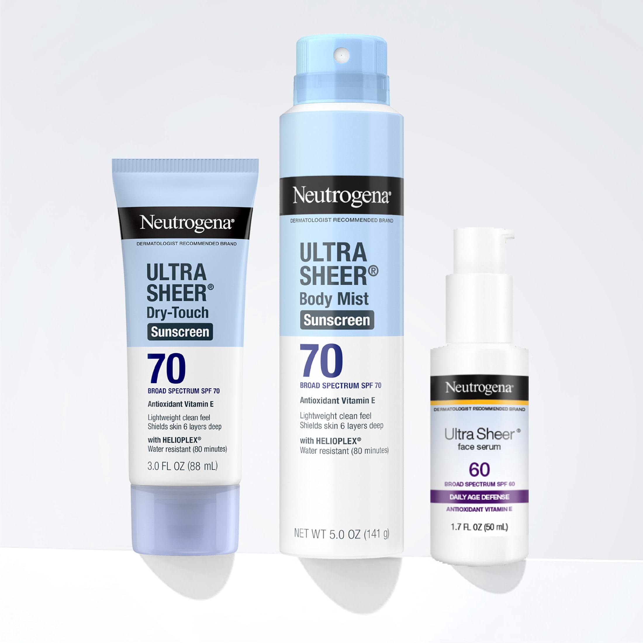 Neutrogena Ultra Sheer Dry-Touch Sunscreen Spray SPF 70 (Clear, 2 Pack, 10 oz Total) qdogc