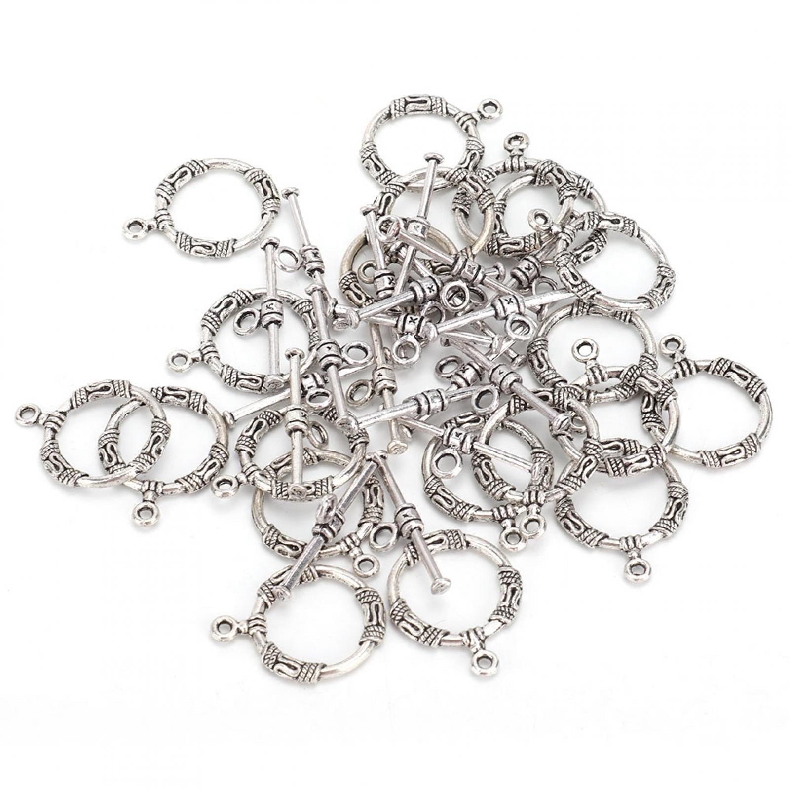 Eotvia Vintage Toggle Clasp Jewelry Findings for Necklace and Bracelet Making (Silver, 20 Pieces) qqz94