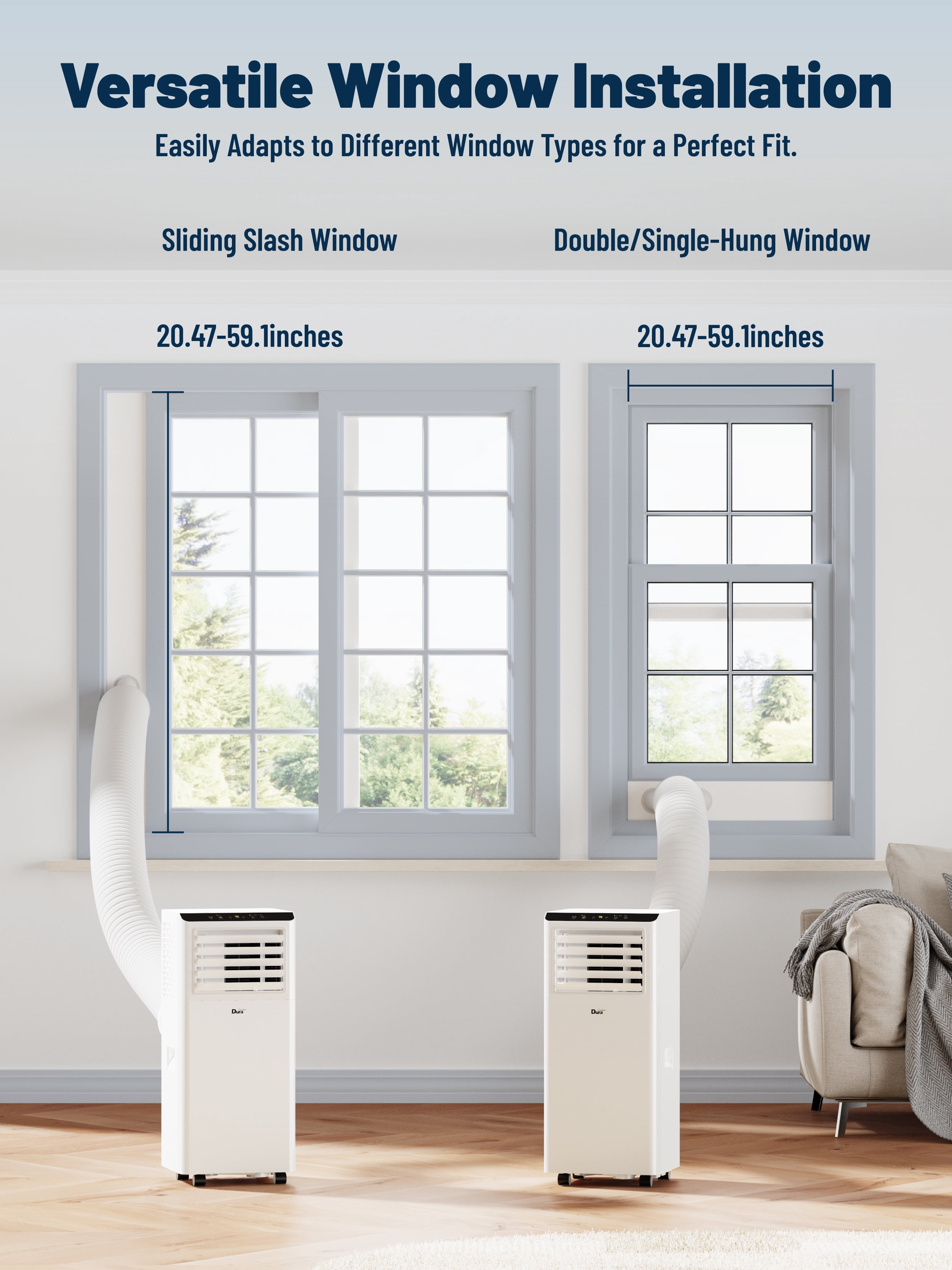DuraComfort Portable Air Conditioner with Dehumidifier and Fan (8,500 BTU, 230 Sq Ft) 7aqkp
