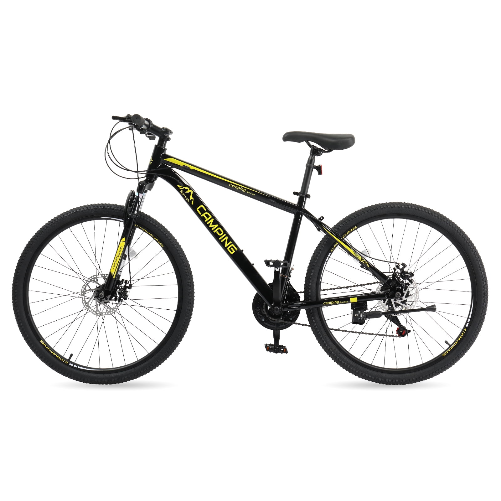 UBesGoo 27.5 in Mountain Bike, 21-Speed MTB with Dual Disc Brakes, High-Carbon Steel Frame (Yellow, 27.5 in) aroqq
