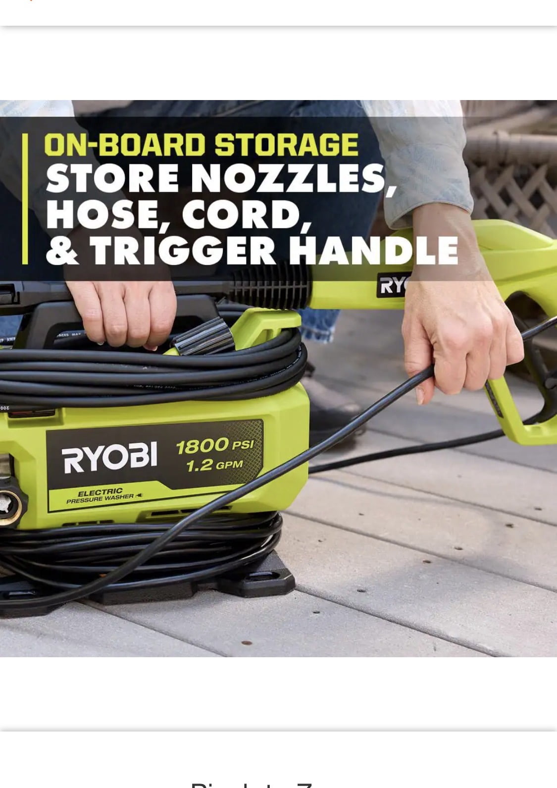 Ryobi 1800 PSI 1.2 GPM Electric Pressure Washer (Compact Corded Design) 5hick