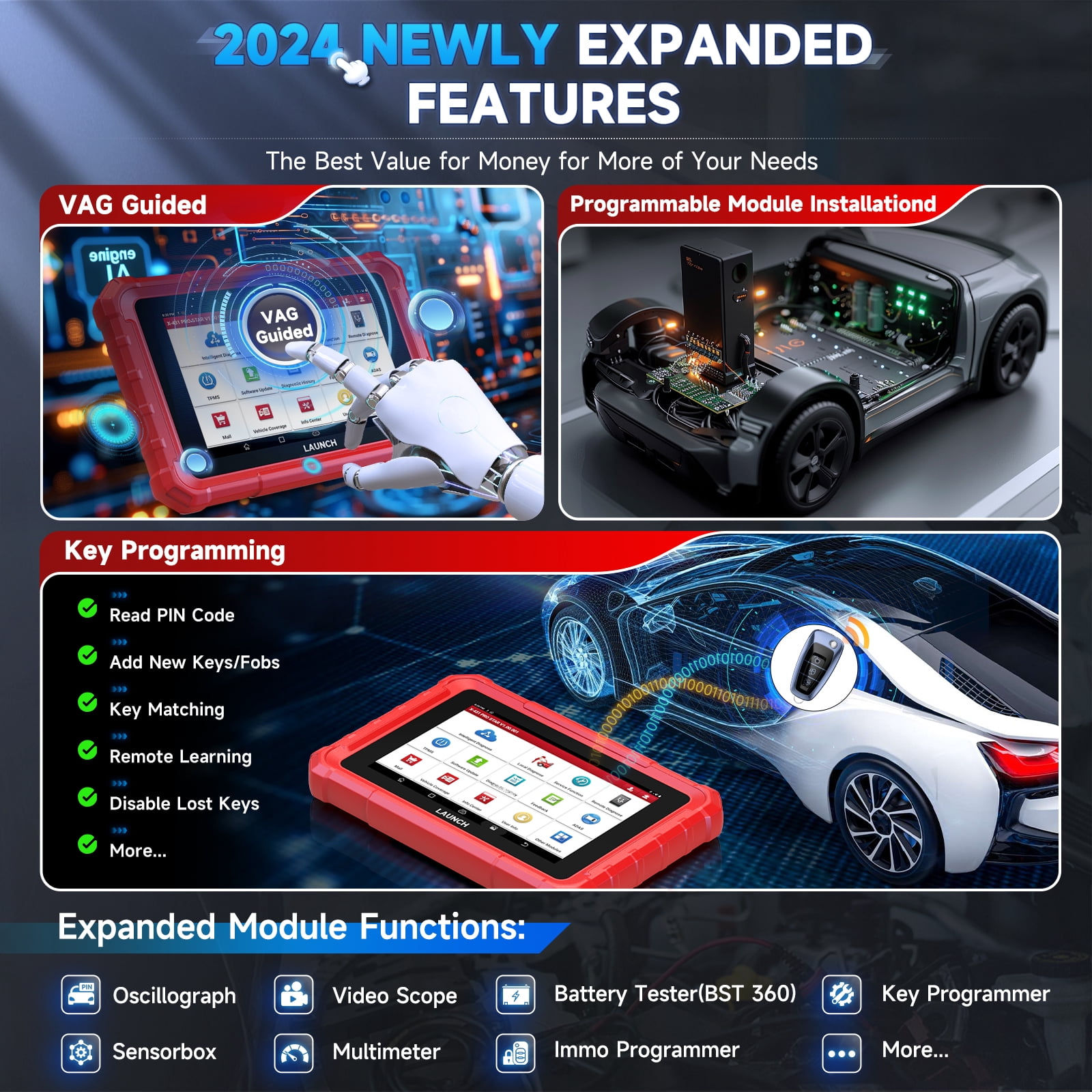 LAUNCH X-431 Pro Star Bidirectional OBD2 Diagnostic Scanner (Red, 8-inch Tablet) fjp4v