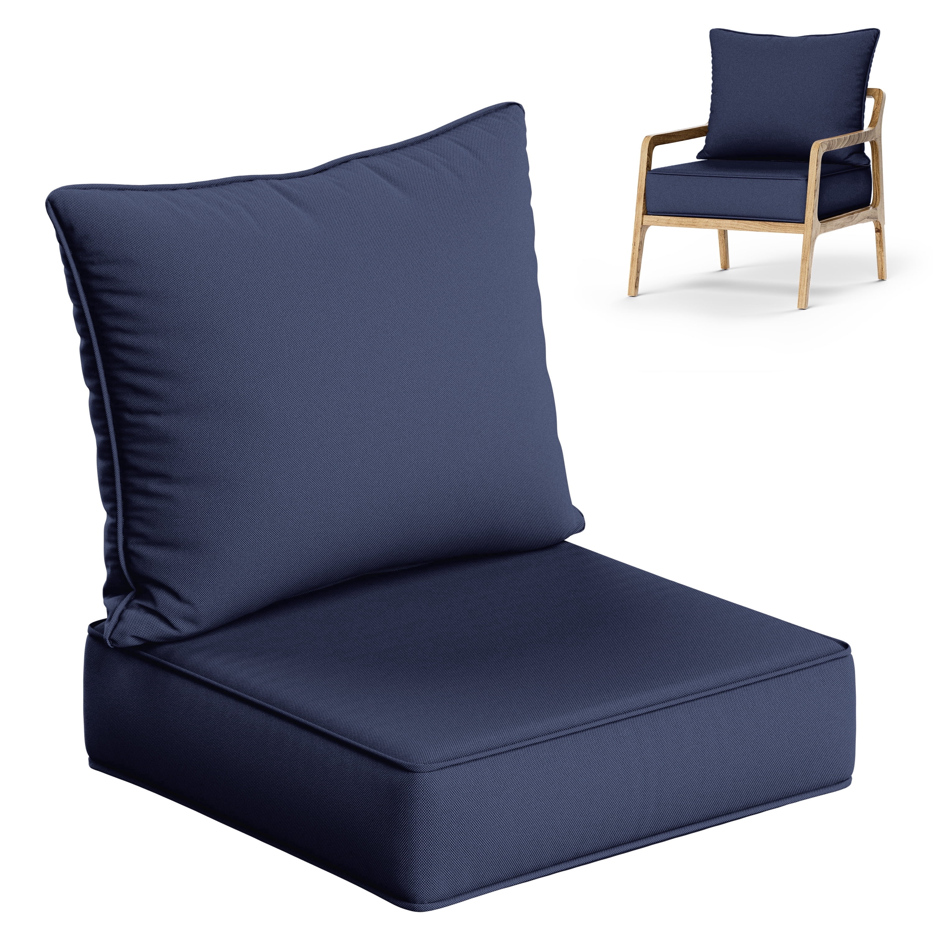Kimunuk Outdoor Deep Seat Cushion Set, Patio Furniture Replacement Cushions for Sofa Couch (Navy, 24 in x 24 in x 6.5 in) wf78i