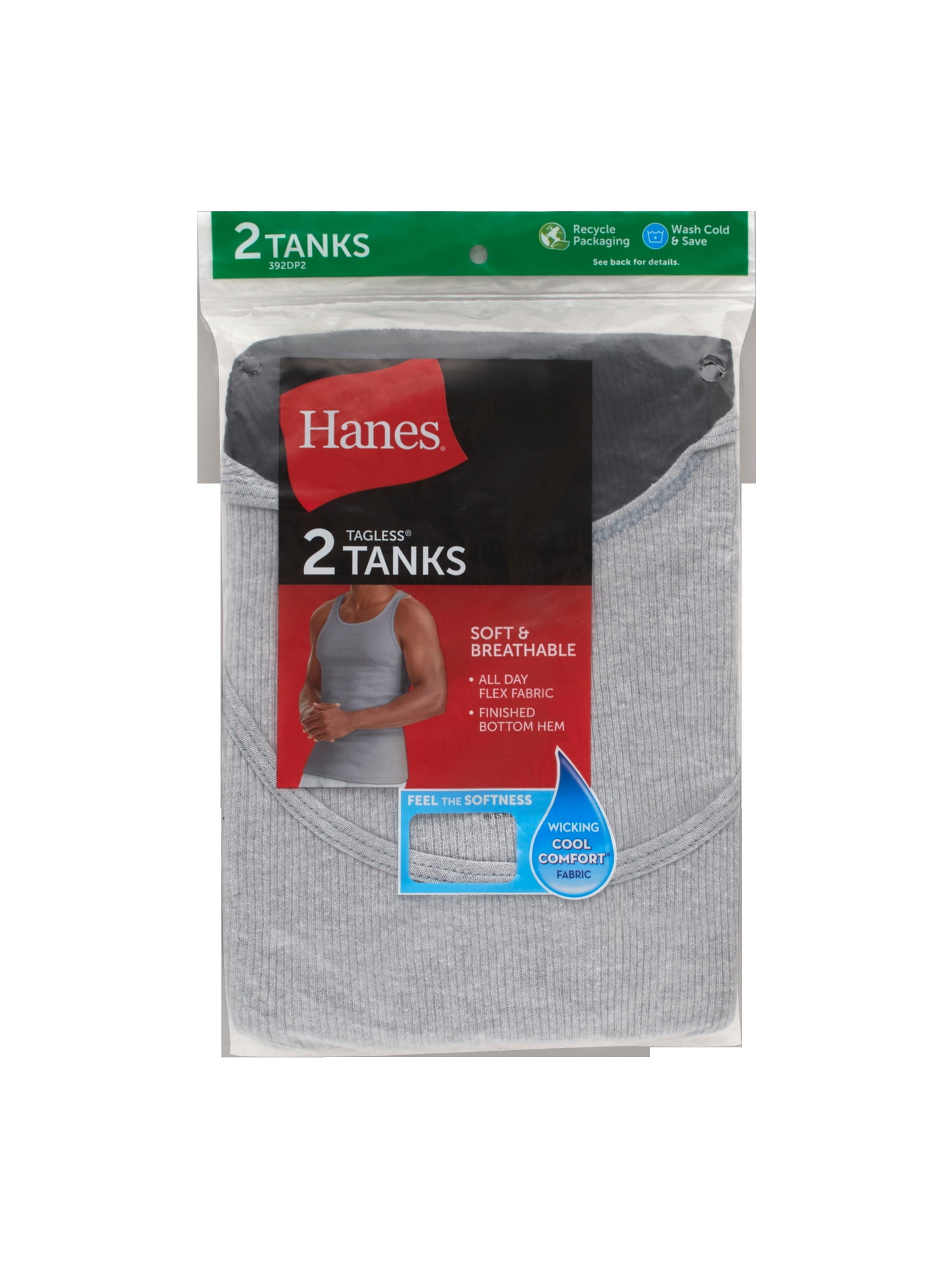 Hanes Men's Moisture-Wicking Cotton Tank Undershirt (Black, S, 2-Pack) v6sod