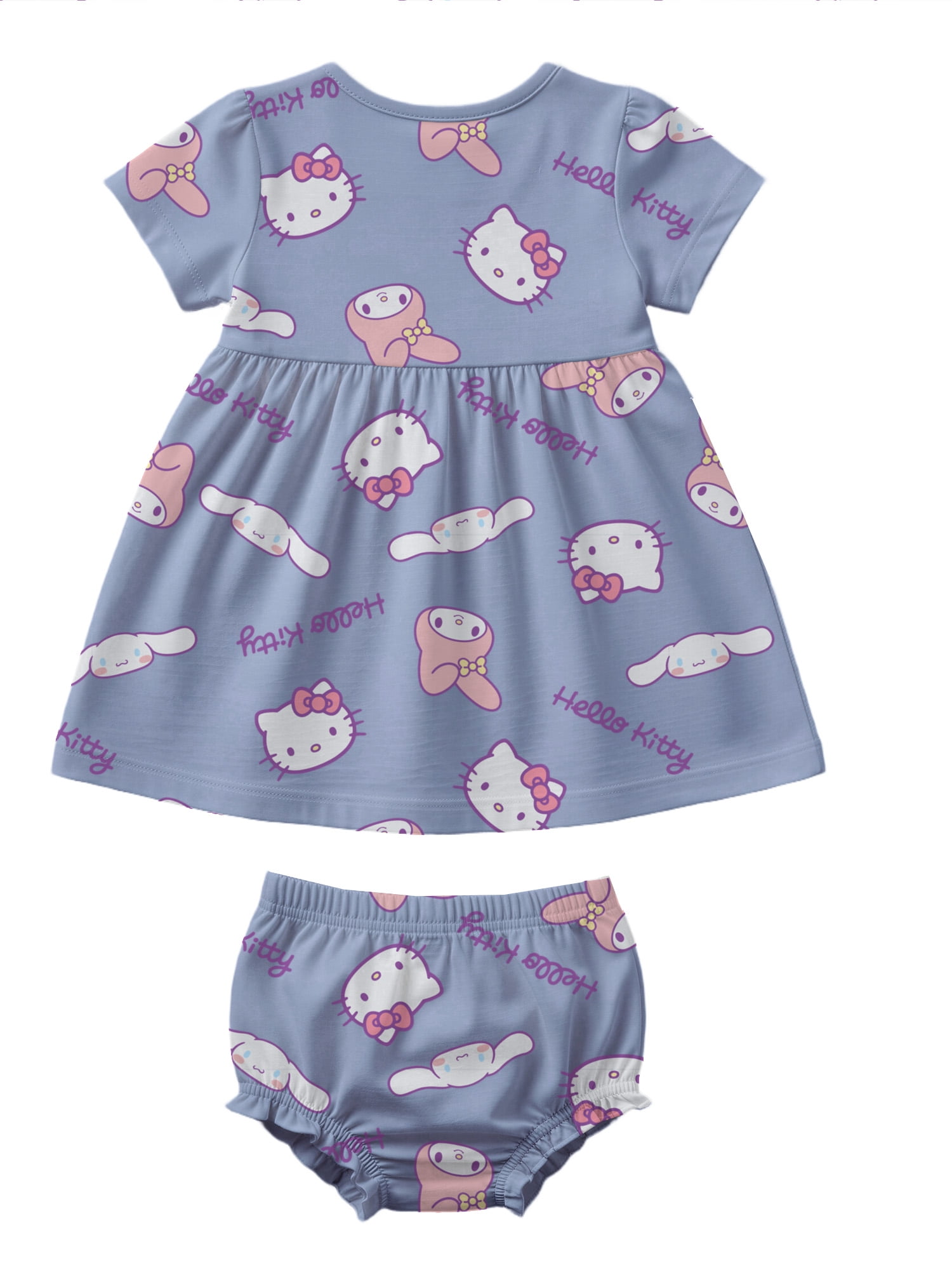 Hello Kitty Baby Girl French Terry Dress and Diaper Cover Set (Pink, 0-24 Months) 58inb