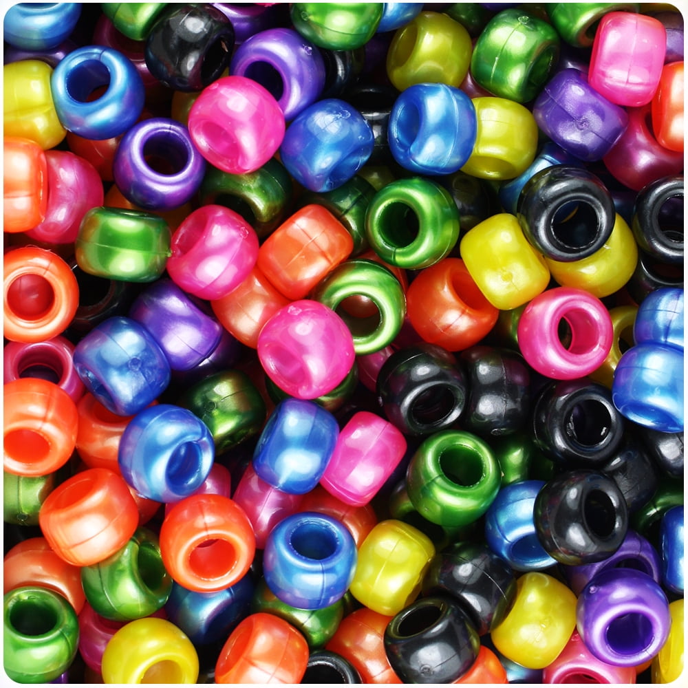 Beadtin Barrel Pony Beads Crafting Supplies (Dark Mix Pearl, 500 Count) vskq5