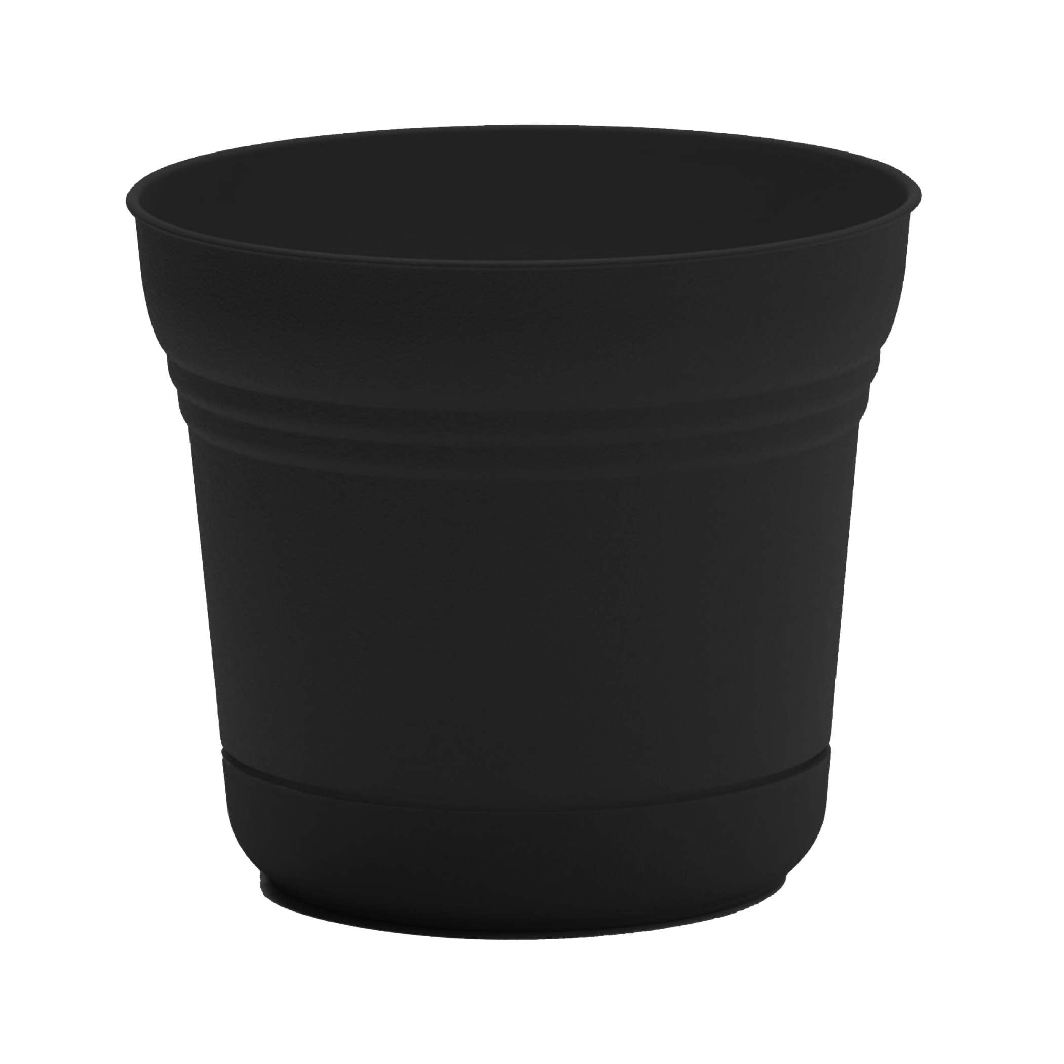 Bloem Saturn Round Plastic Planter with Snap-in Saucer and Drainage Holes (Black, 12.25 in) e0nhk