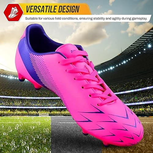 Vizari Ranger Firm Ground Soccer Cleats for Kids, Durable Lightweight Athletic Shoes (Pink/Purple, 13.5) ec3po