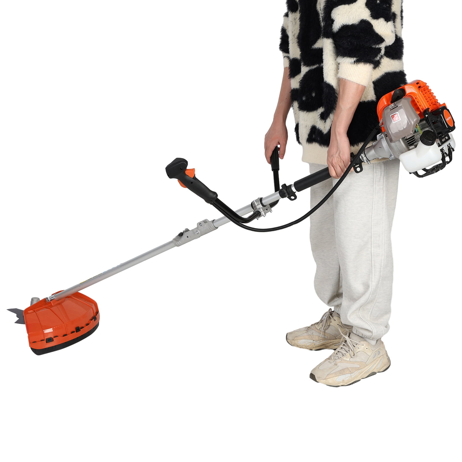Jiledu 52cc Gas String Trimmer and Brush Cutter 2-in-1 Weed Wacker with Shoulder Strap (Orange, 10 in) 7hu1f