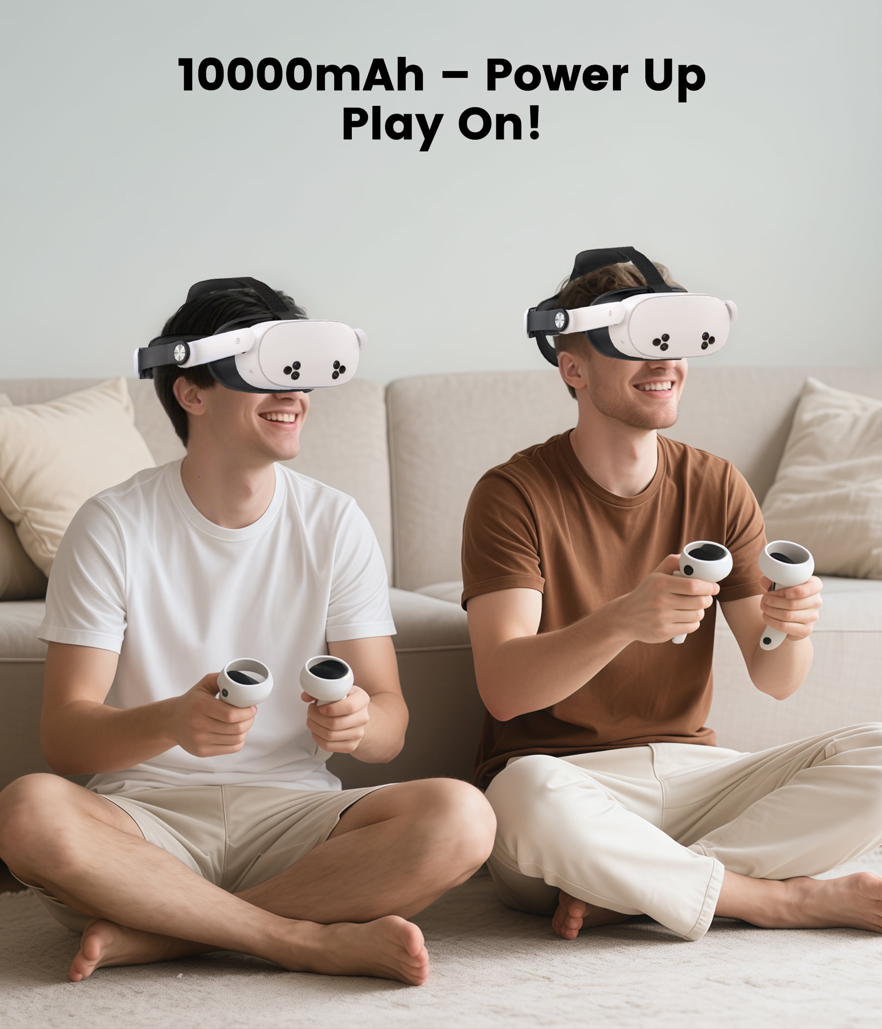 QQV Battery Head Strap for Meta Quest 3, 3S, and 2 (White, 10000mAh) trczx