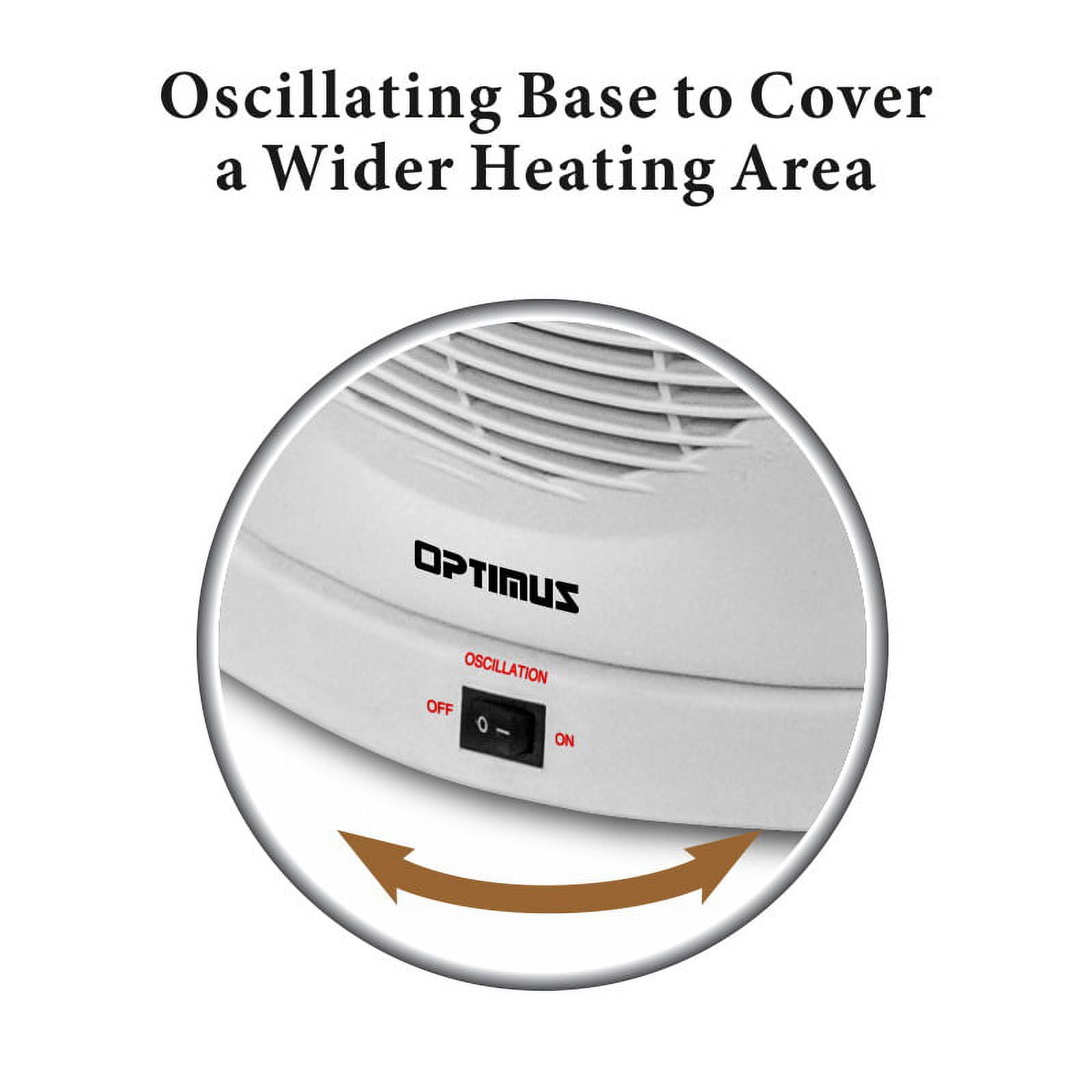 Optimus Enterprise Portable Oscillating Fan Heater with Adjustable Thermostat (White, 1500 Watt) 9u3fv