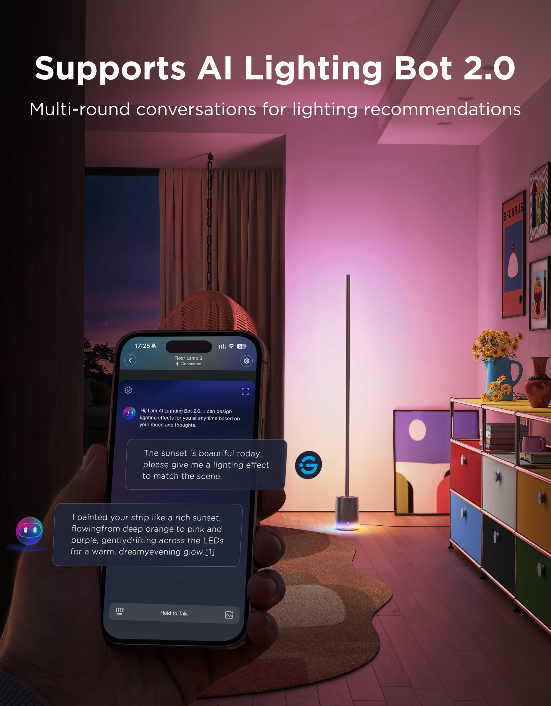 Govee Floor Lamp 3 Smart LED Standing Lamp with LuminBlend+ Technology (RGBIC, 2100lm, 1000K-10000K) 4frsc