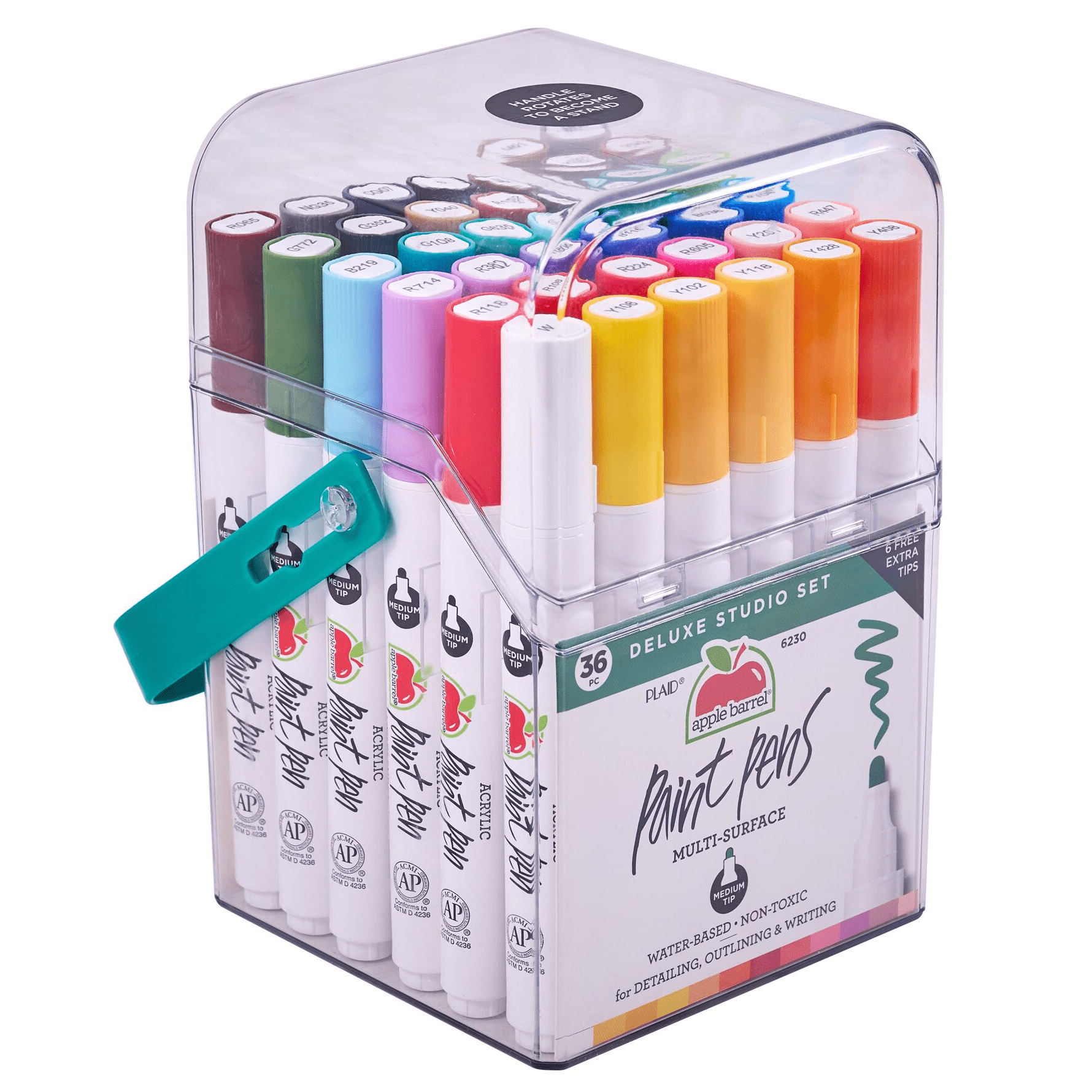 Apple Barrel Multi-Surface Paint Pens Deluxe Studio Set, Medium Tip (36 Count) iv4b6