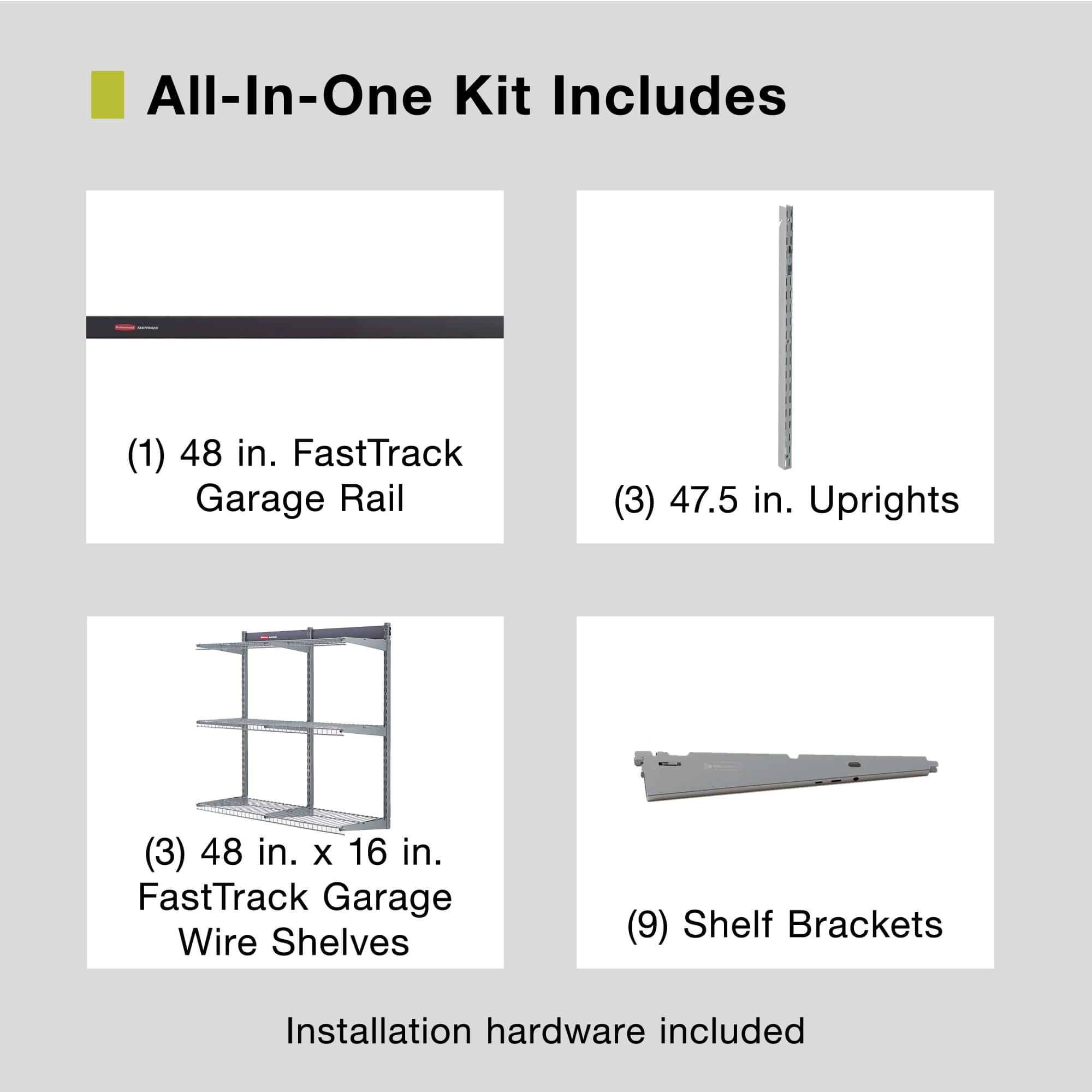 Rubbermaid FastTrack Garage Storage System Rail Shelf Kit (Black, 16-Piece) qrt1v - Image 2