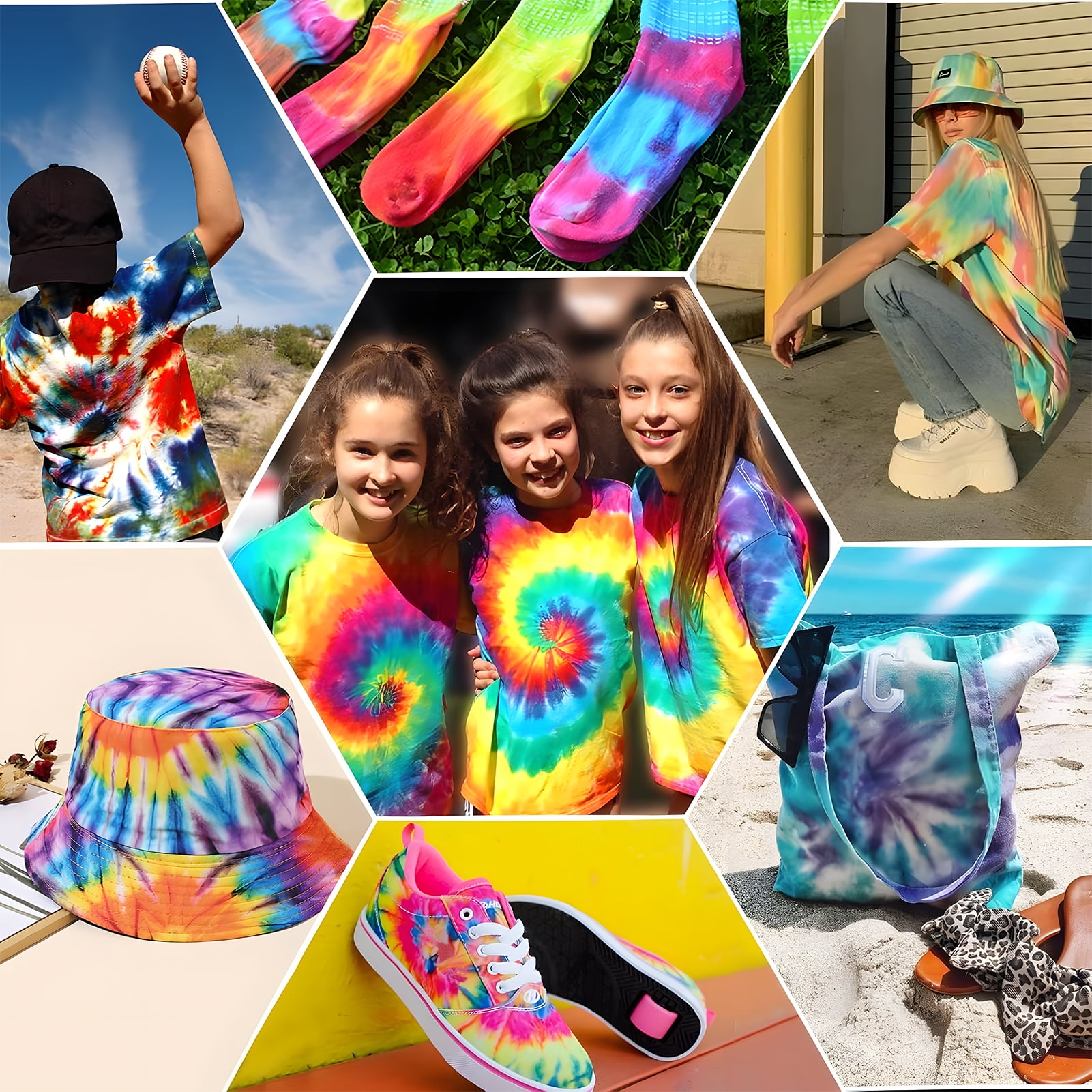 CandWuom Tie Dye Kit, 32 Vibrant Colors DIY Fabric Craft Set for Apparel and Home Decor (32 Pack, 2.03 fl oz) lbk61