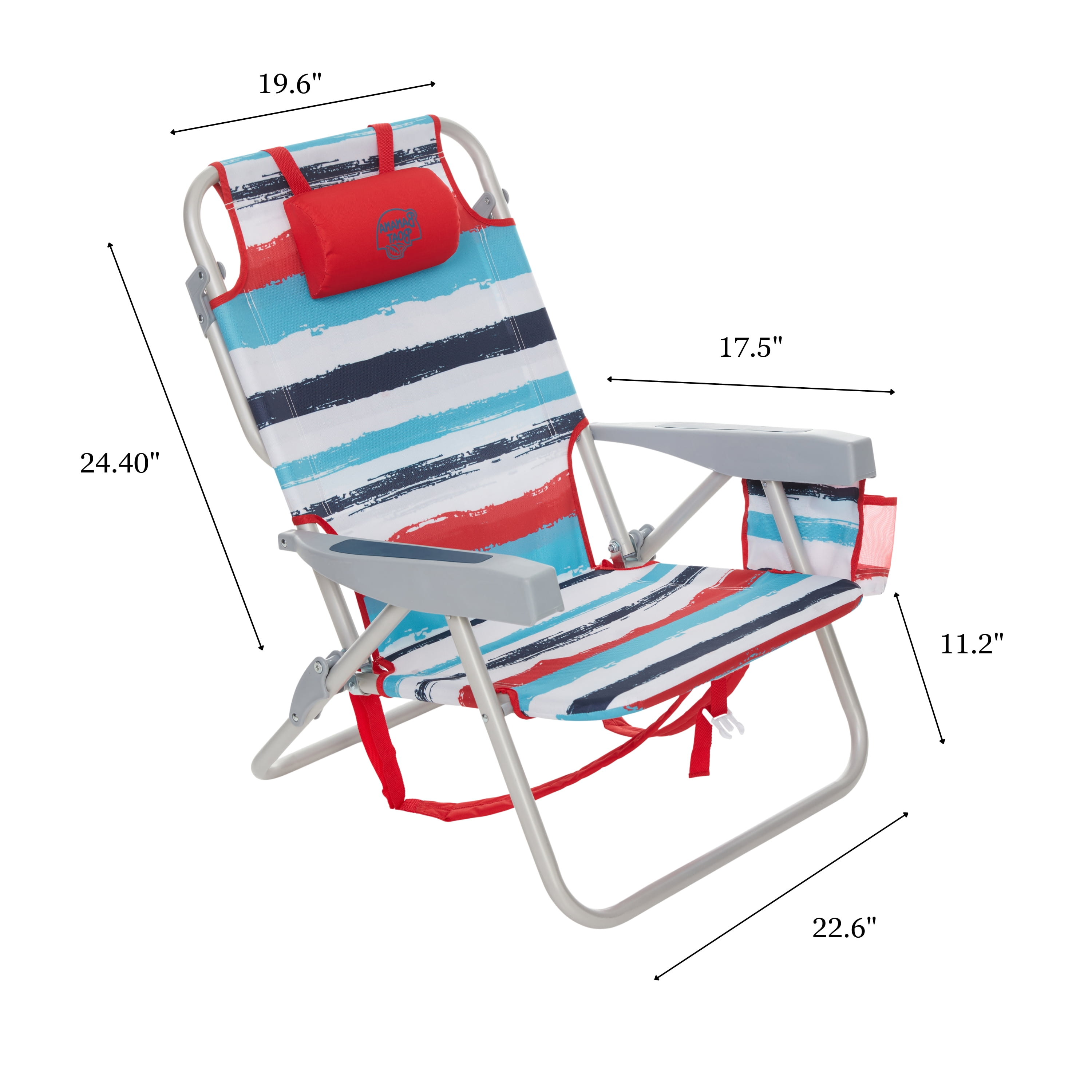 Banana Boat Backpack Beach Chair, Lightweight Aluminum Folding Chair with 5-Position Recline, Headrest, and Insulated Pocket (Red, 2 Pack) auy7n